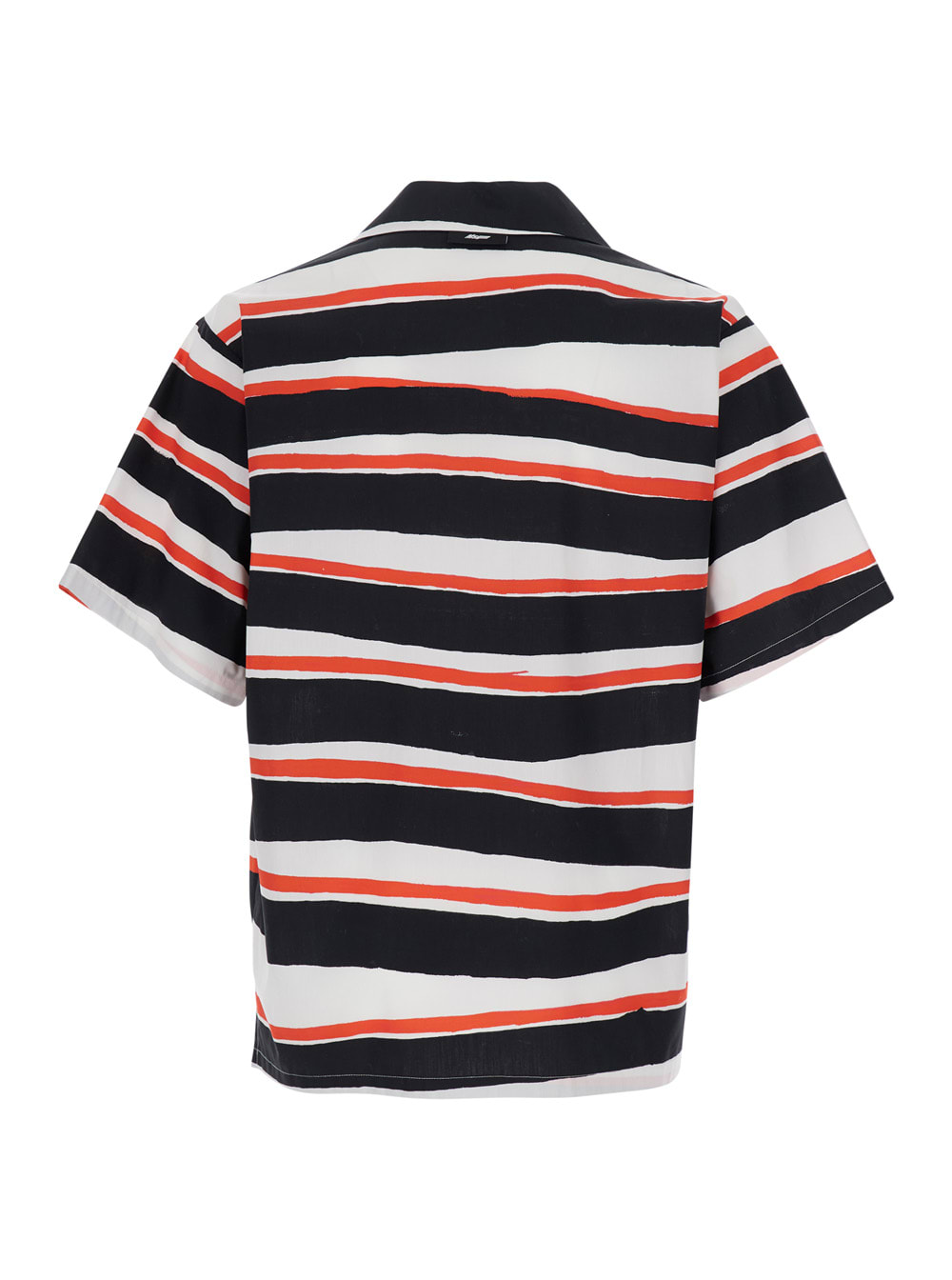 Msgm Multicolor Shirt With All-over Asymmetric Striped Motif In Cotton Man In Red