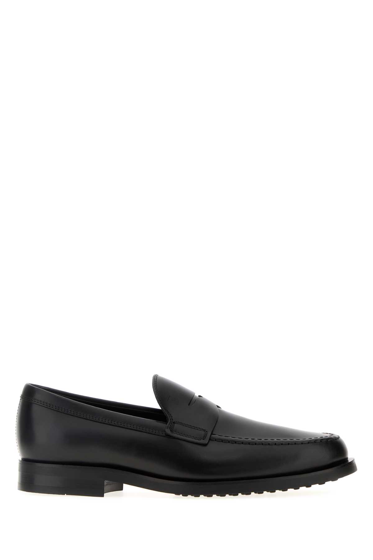 Tod's Smooth Leather Moccasin Loafers With Subtle Stitching In Black
