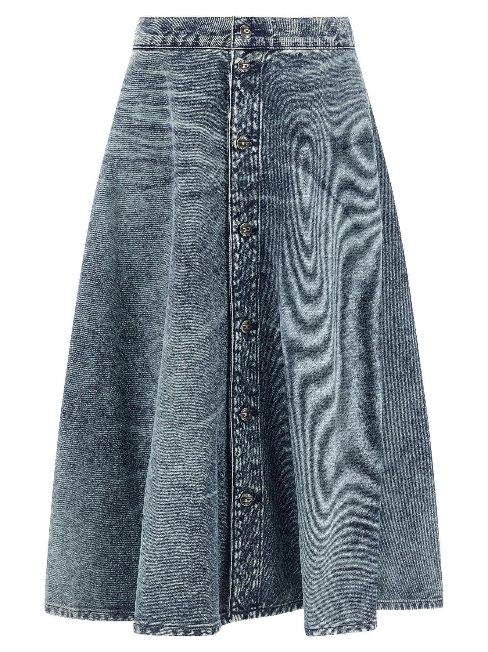 Diesel Back Patch Detail Skirt With Belt Loops In Blue