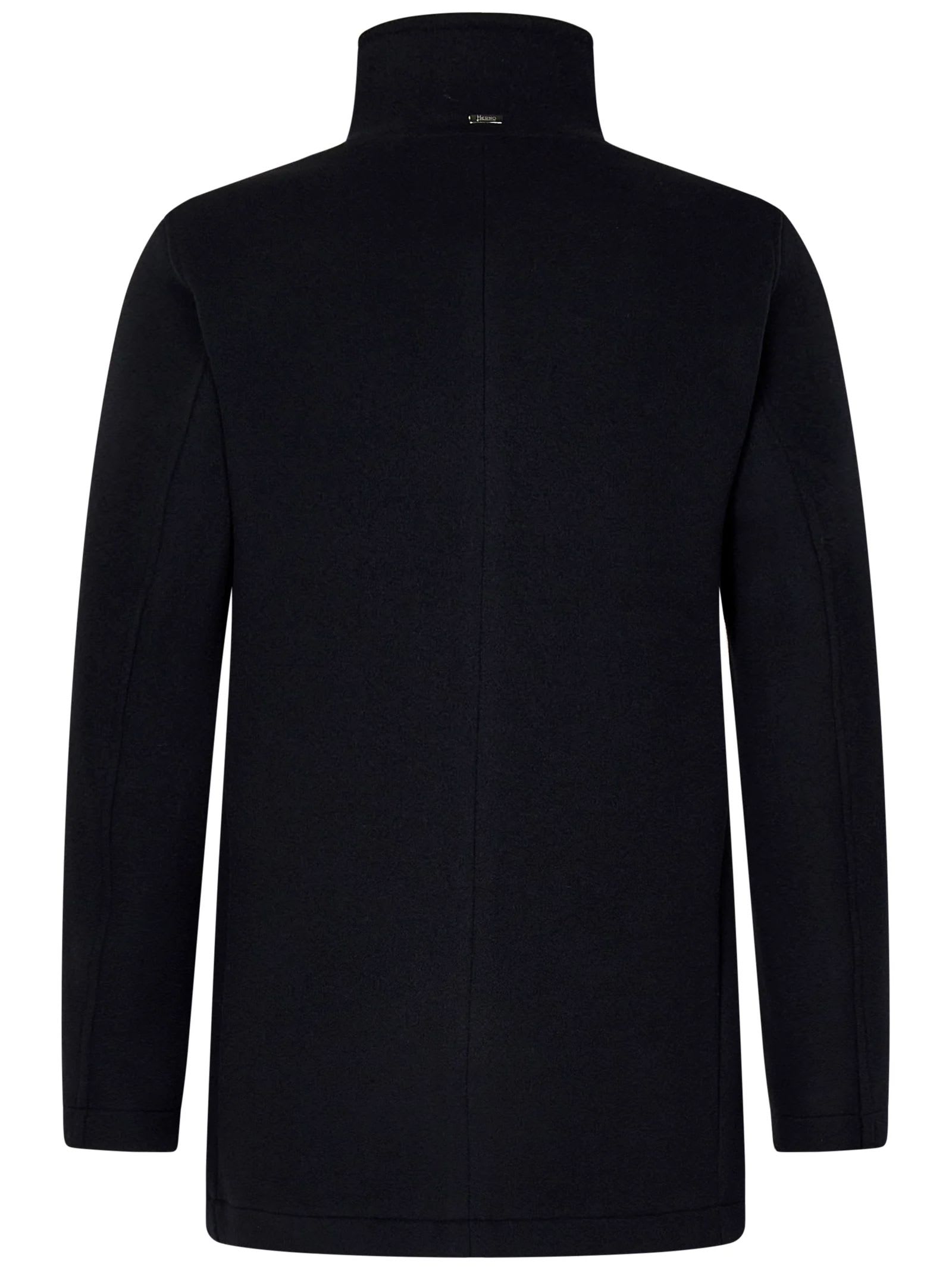 Shop Herno Midnight Blue Virgin Wool Coat