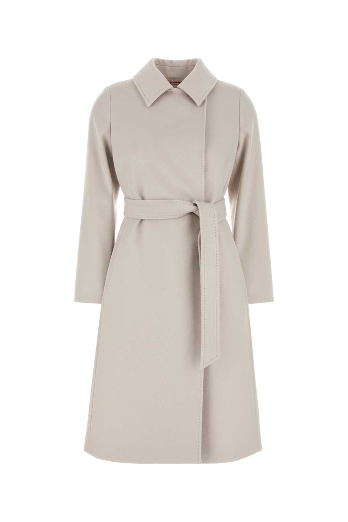 Max Mara Sand Wool Bcollag Coat In White