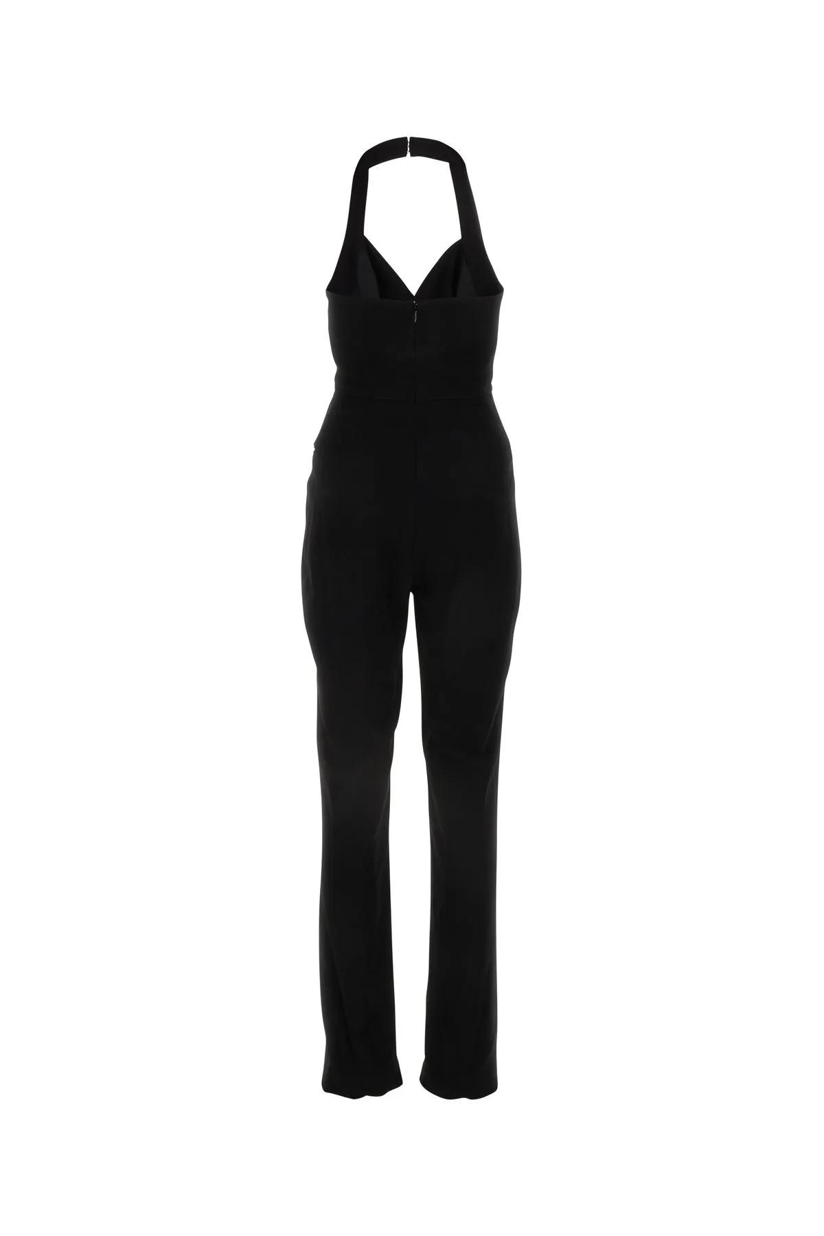 Shop Balmain Black Viscose Jumpsuit