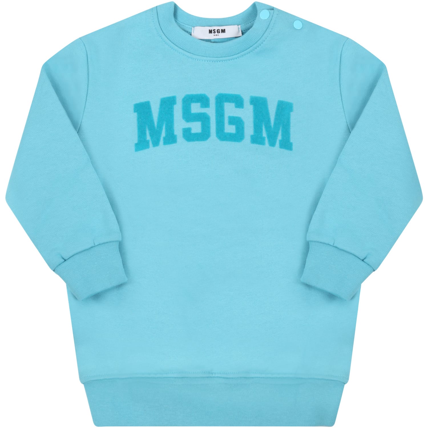MSGM Light-blue Sweatshirt For Babykids With Velvet Logo