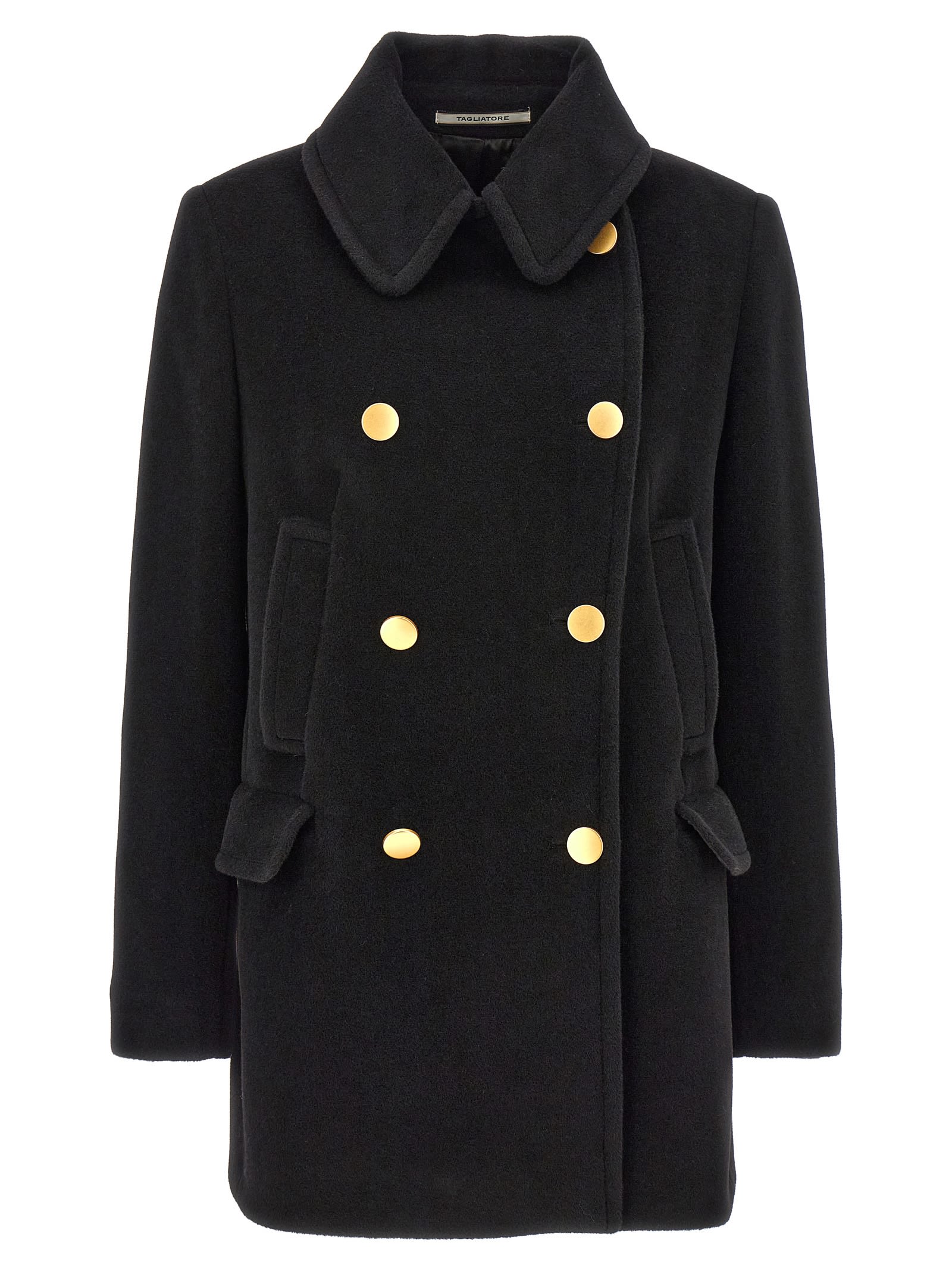 Shop Tagliatore Double-breasted Coat In Black