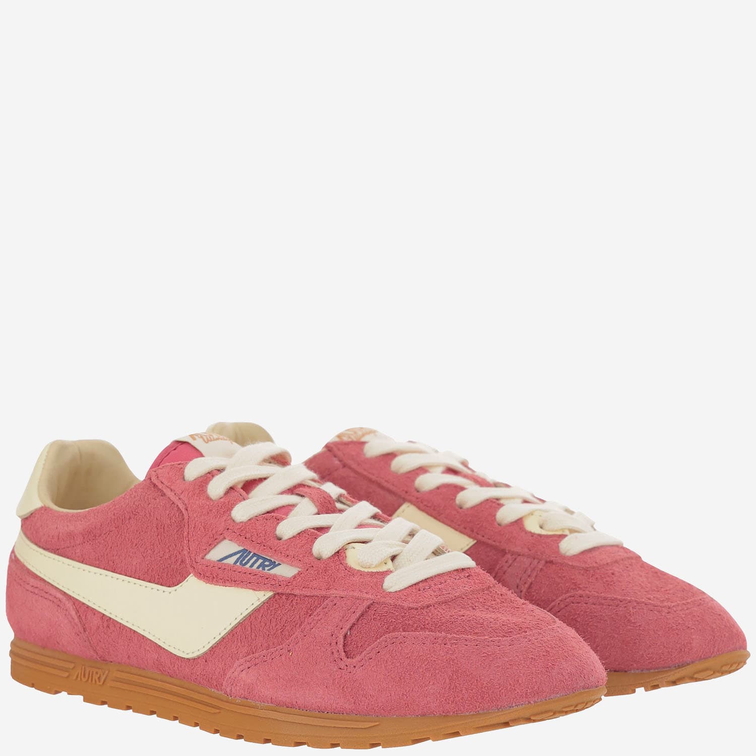Shop Autry Windspin Leather Sneakers In Suede/leat Cheye/rut