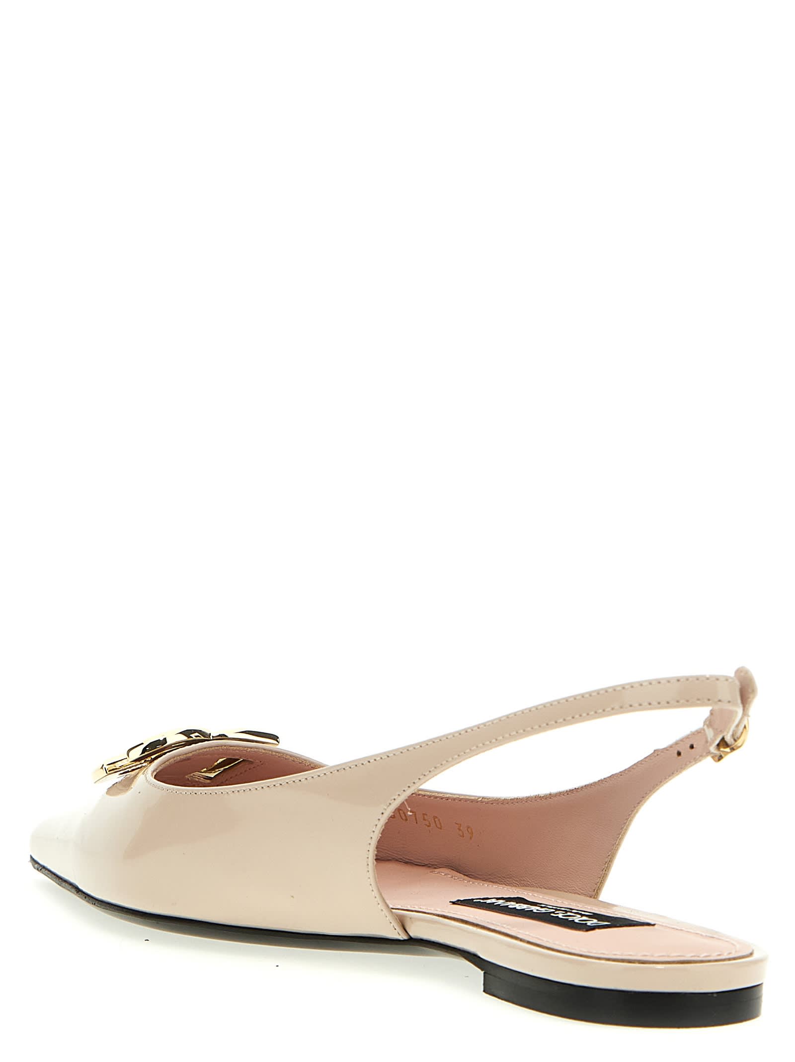 Shop Dolce & Gabbana Logo Slingback Ballet Flats In Pink