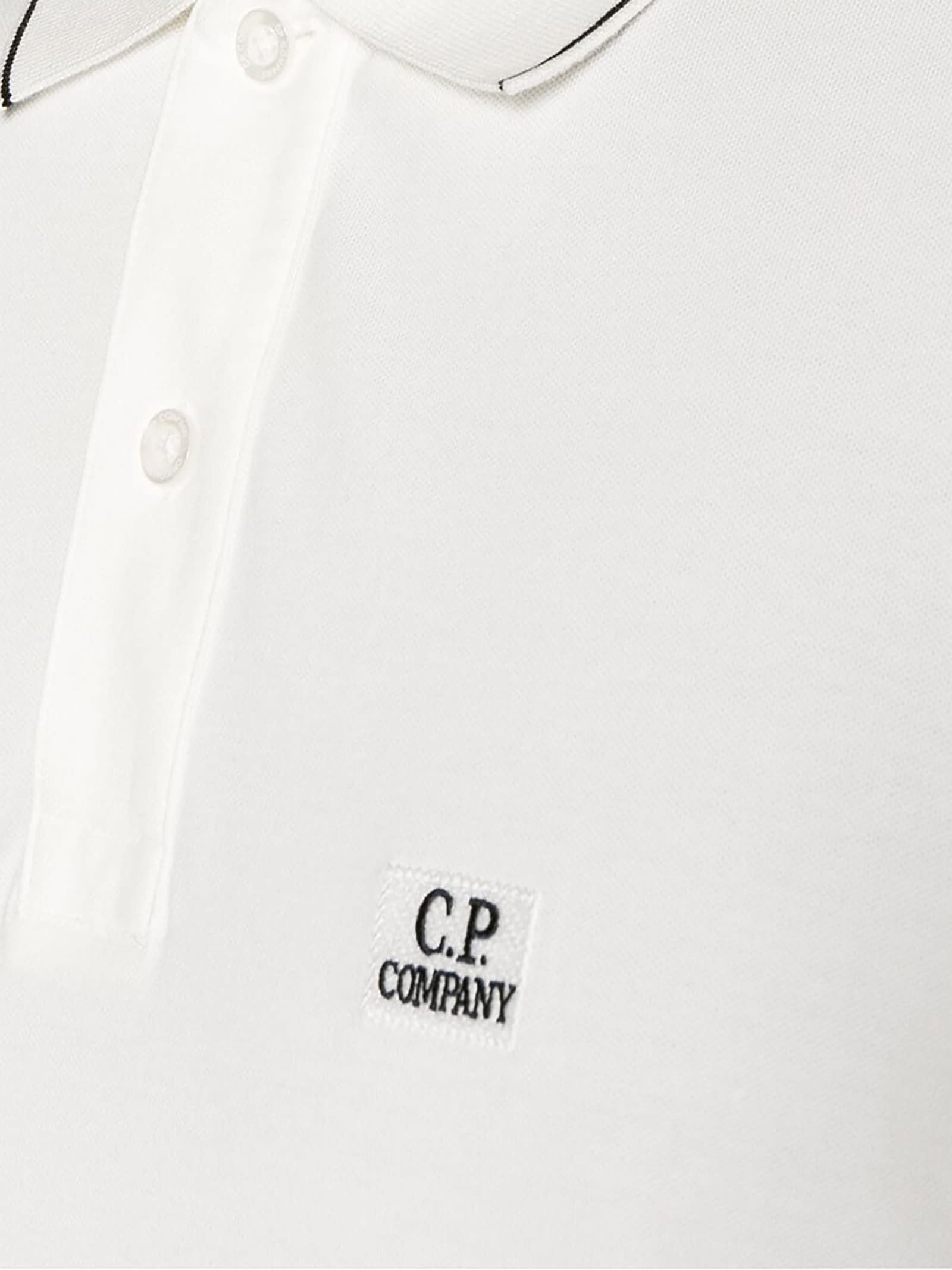Shop C.p. Company Stretch Piquet Regular Polo Shirt In White
