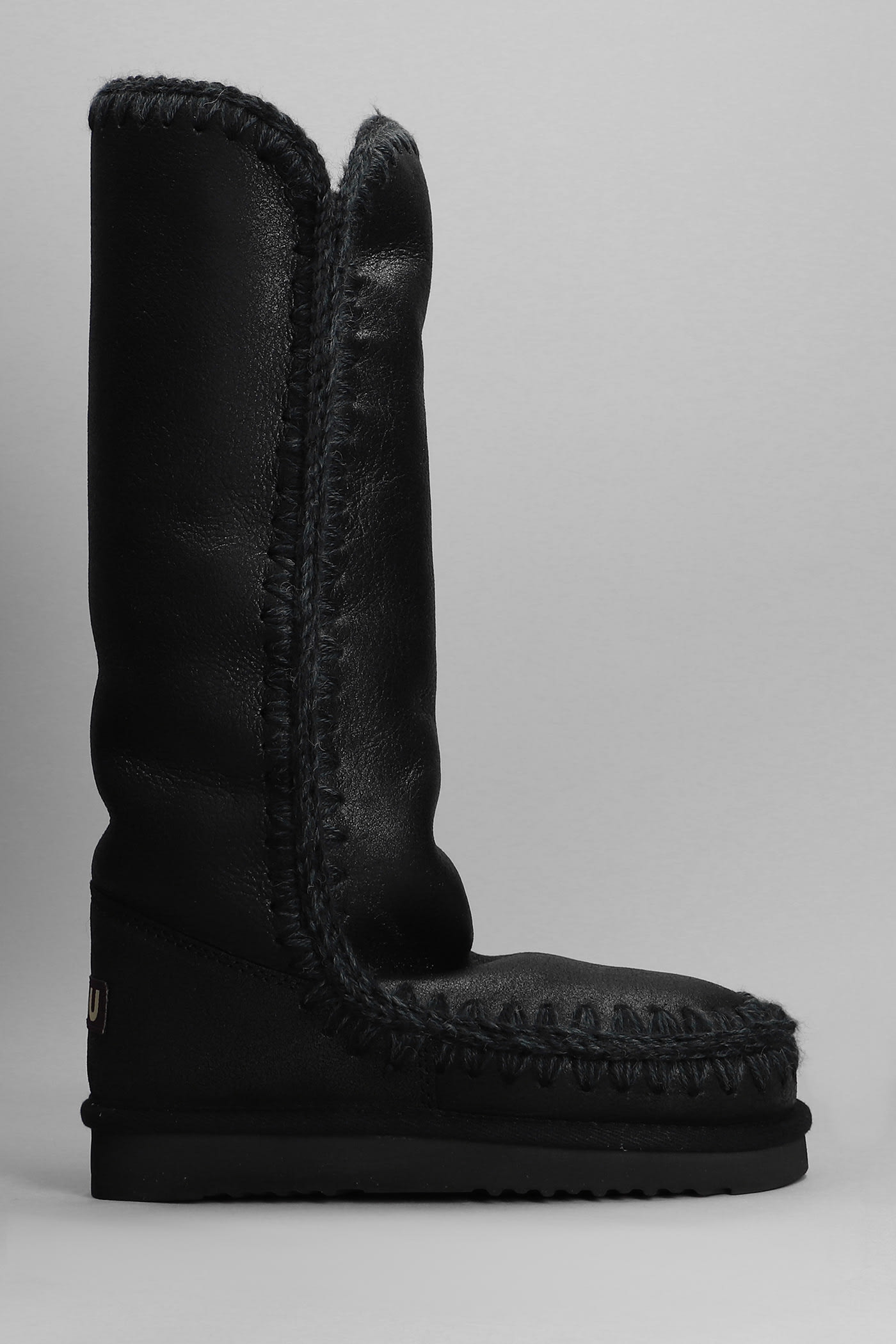 Mou Eskimo 40 Low Heels Boots In Black Leather