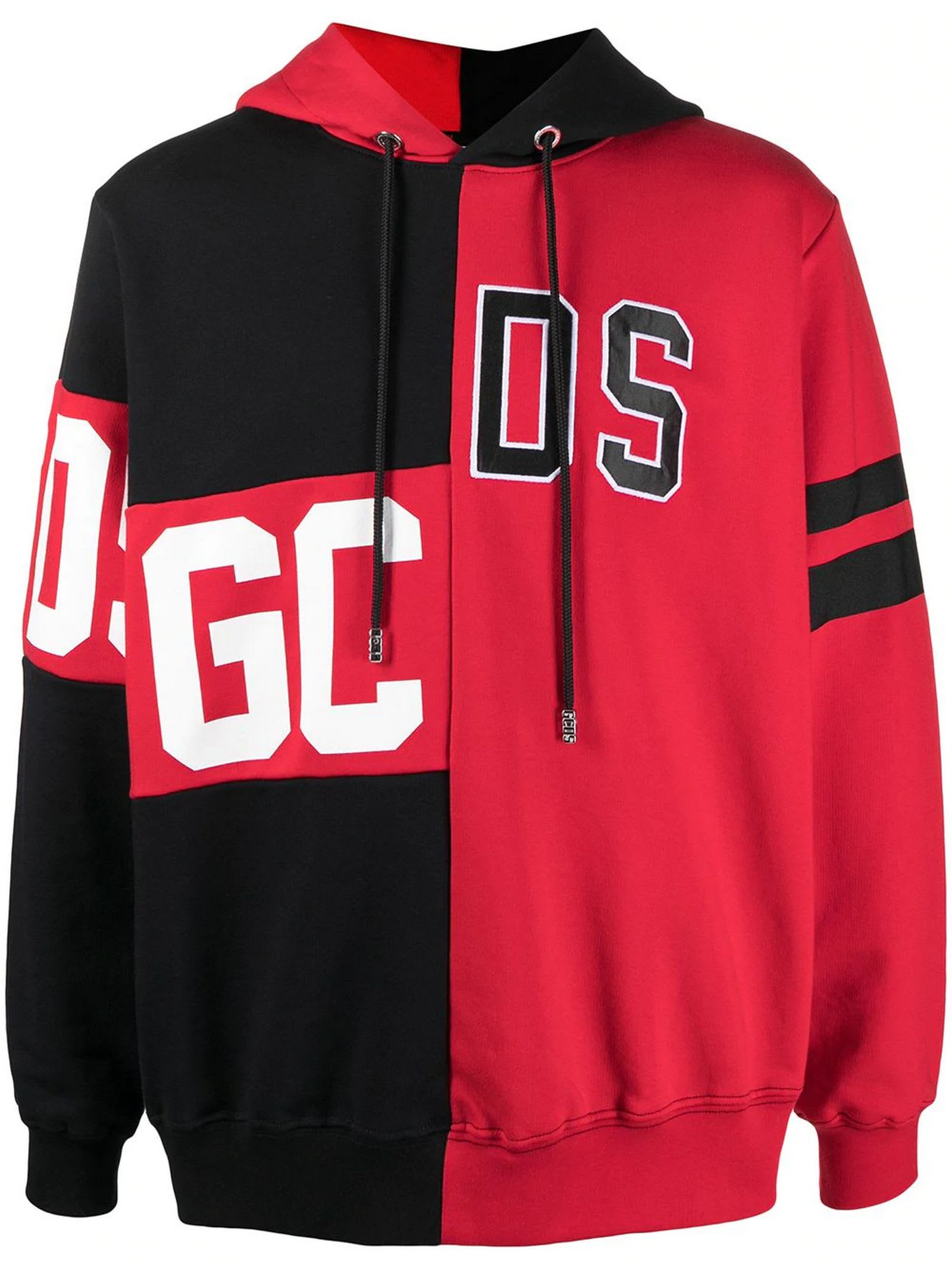 GCDS Red And Black Cotton Hoodie