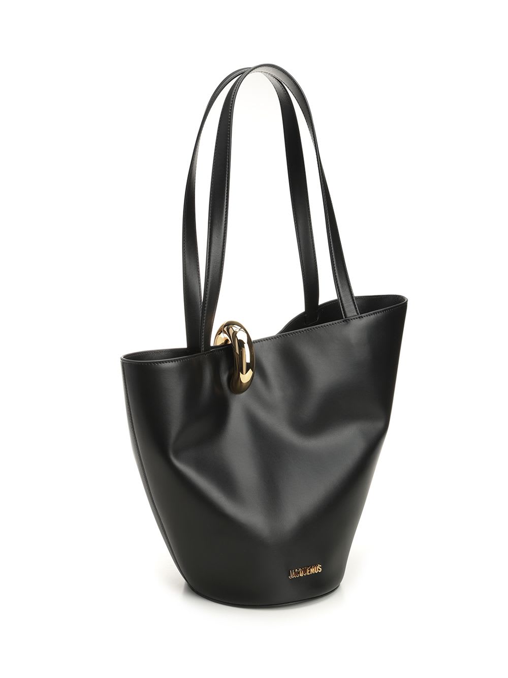 Jacquemus Le Petit Bambola Leather Top Handle Bag In Black