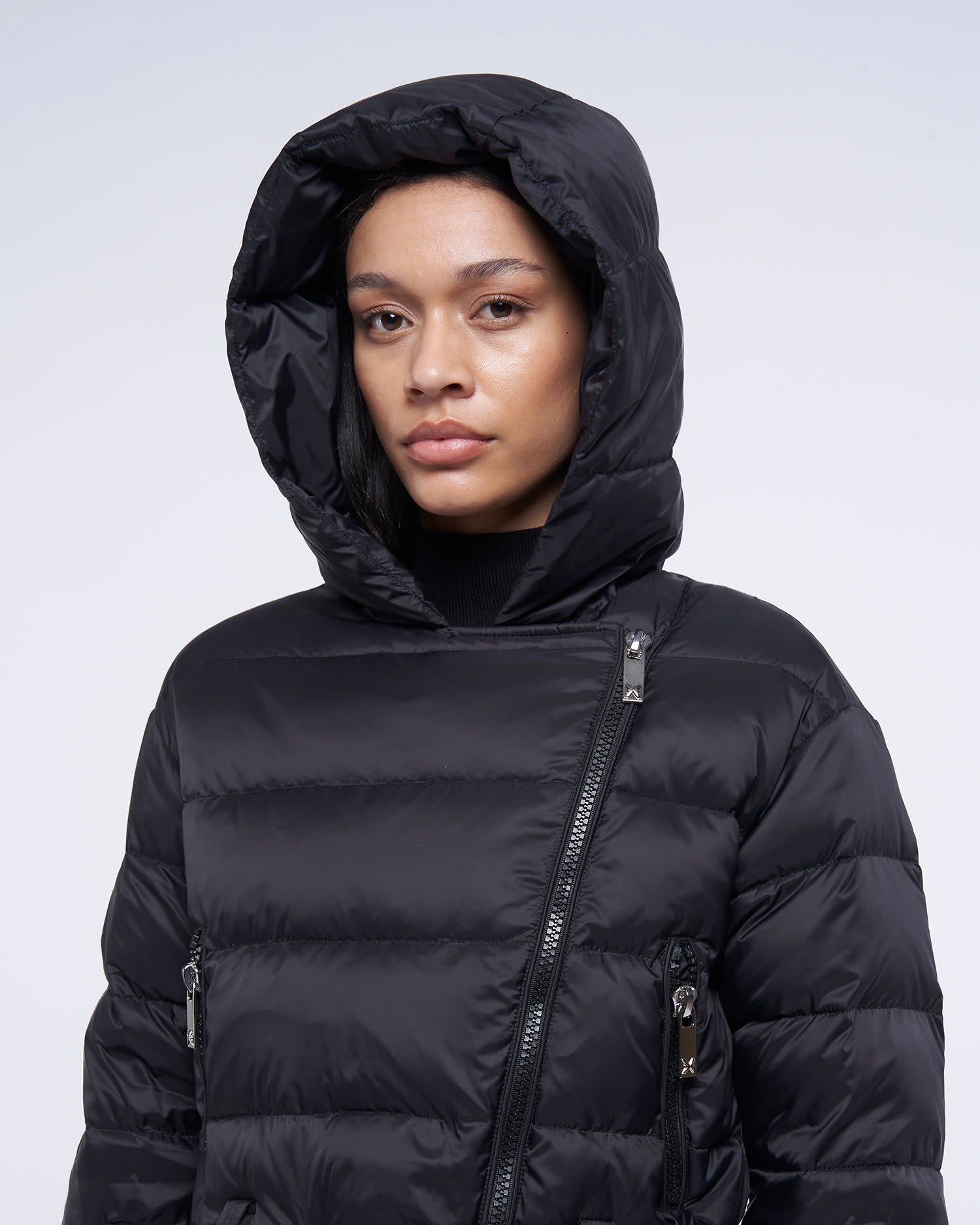 Shop John Richmond Cropped Hooded Down Jacket In Nero