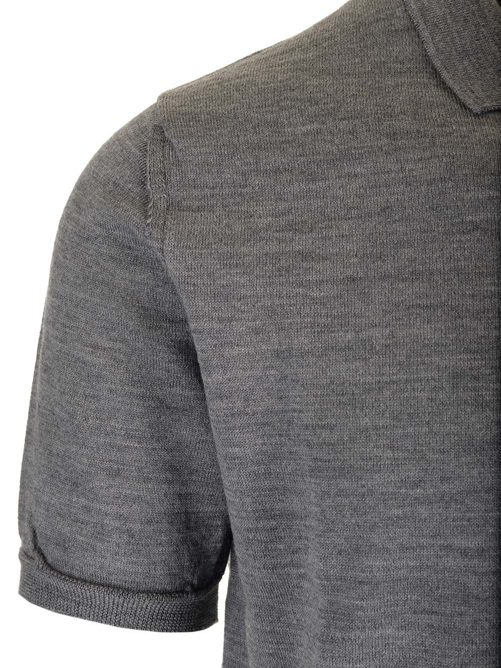 Shop Comme Des Garçons Play Wool Polo Shirt In Grey