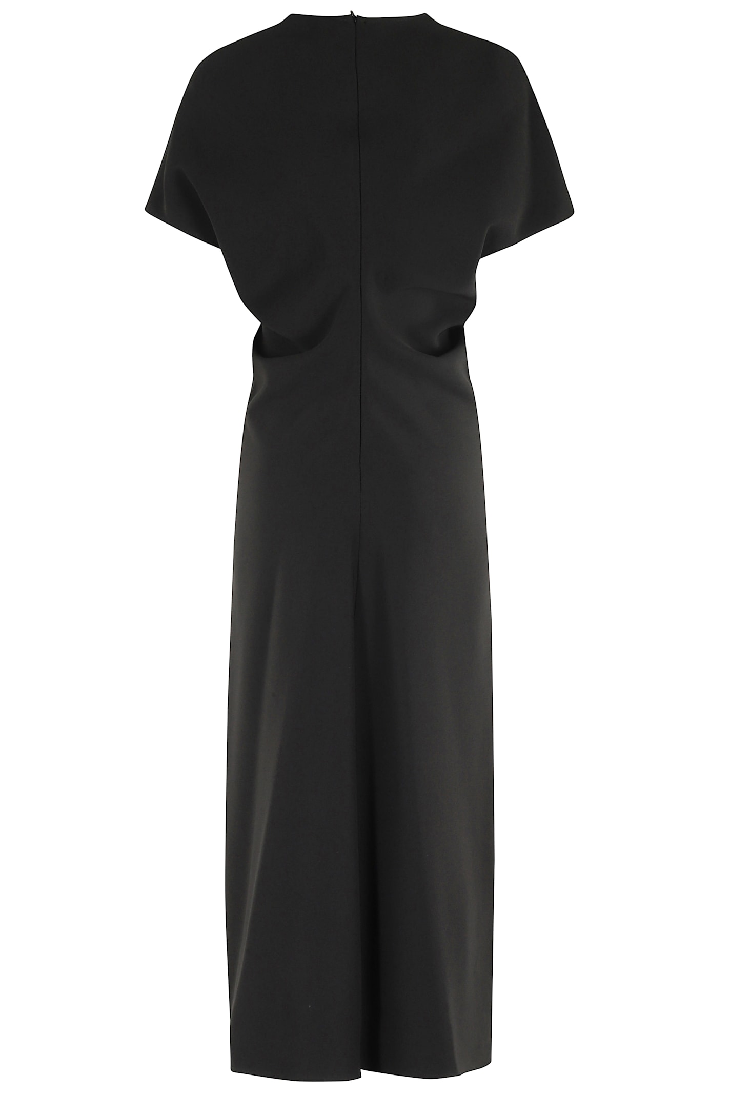 Federica Tosi V-neck Short-sleeve Midi Dress In Black