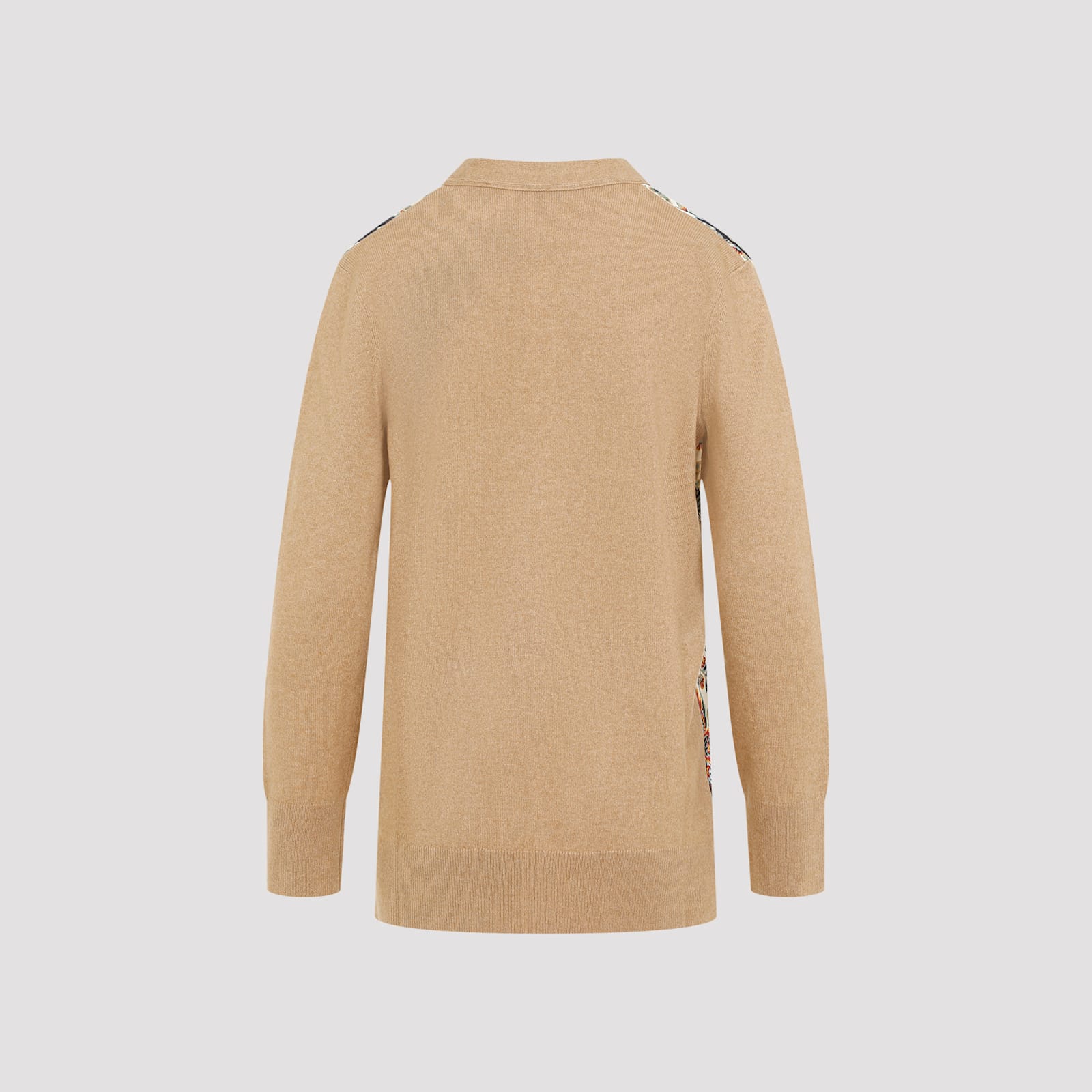Etro Paisley Print Wool Blend Cardigan In Camel