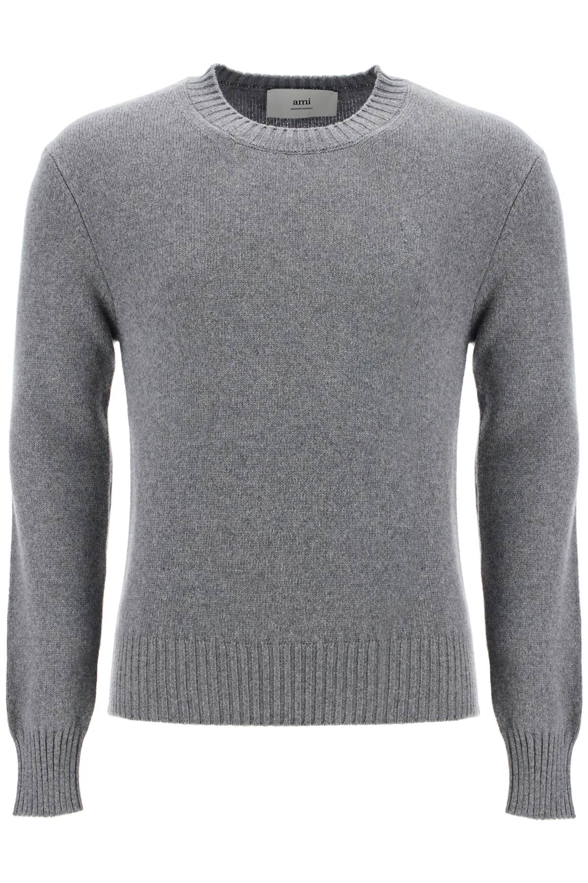 Shop Ami Alexandre Mattiussi Cashmere Crewneck Pullover In Gris Clair (grey)