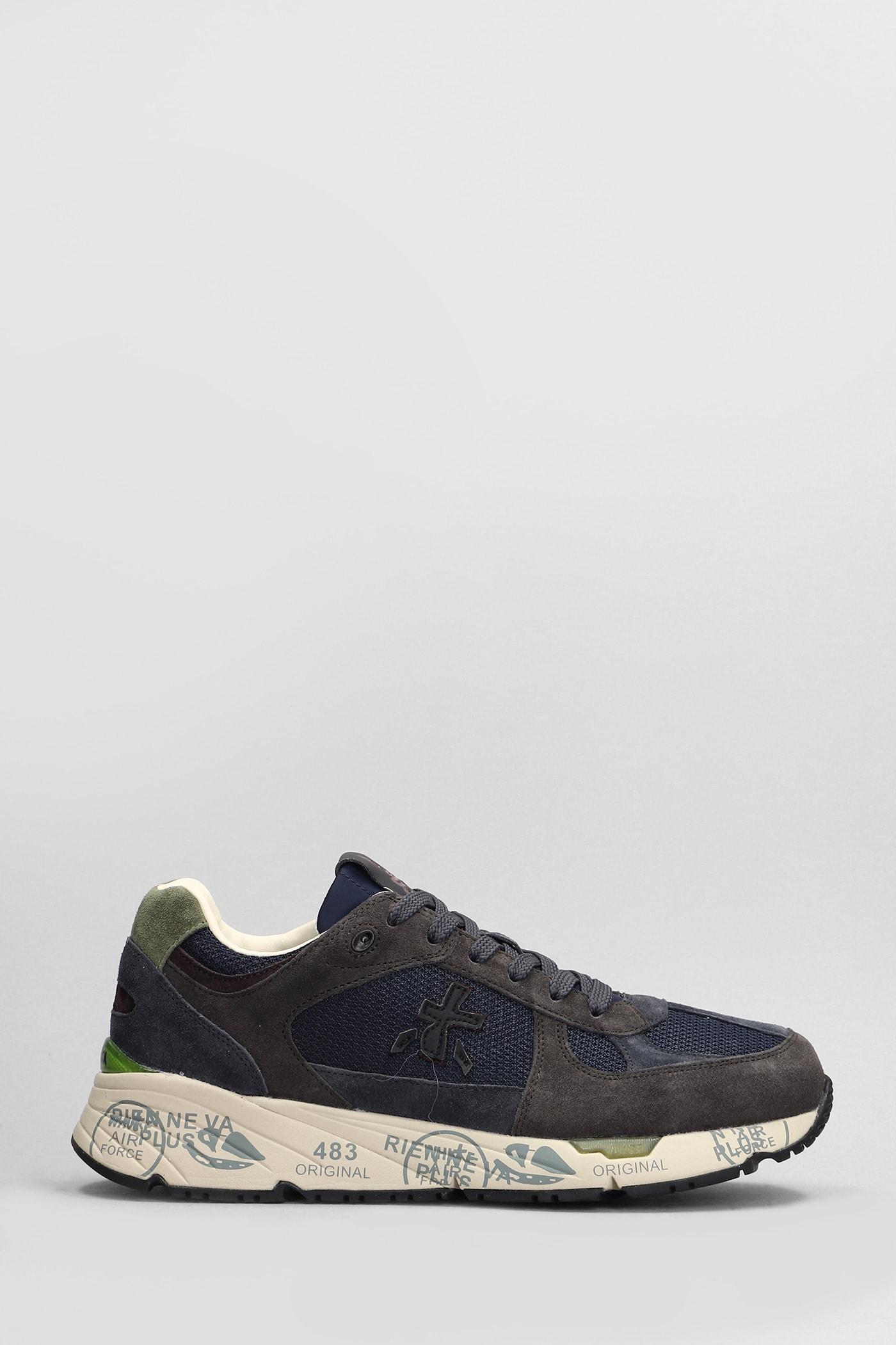 Shop Premiata Mase Sneakers In Blue Suede And Fabric