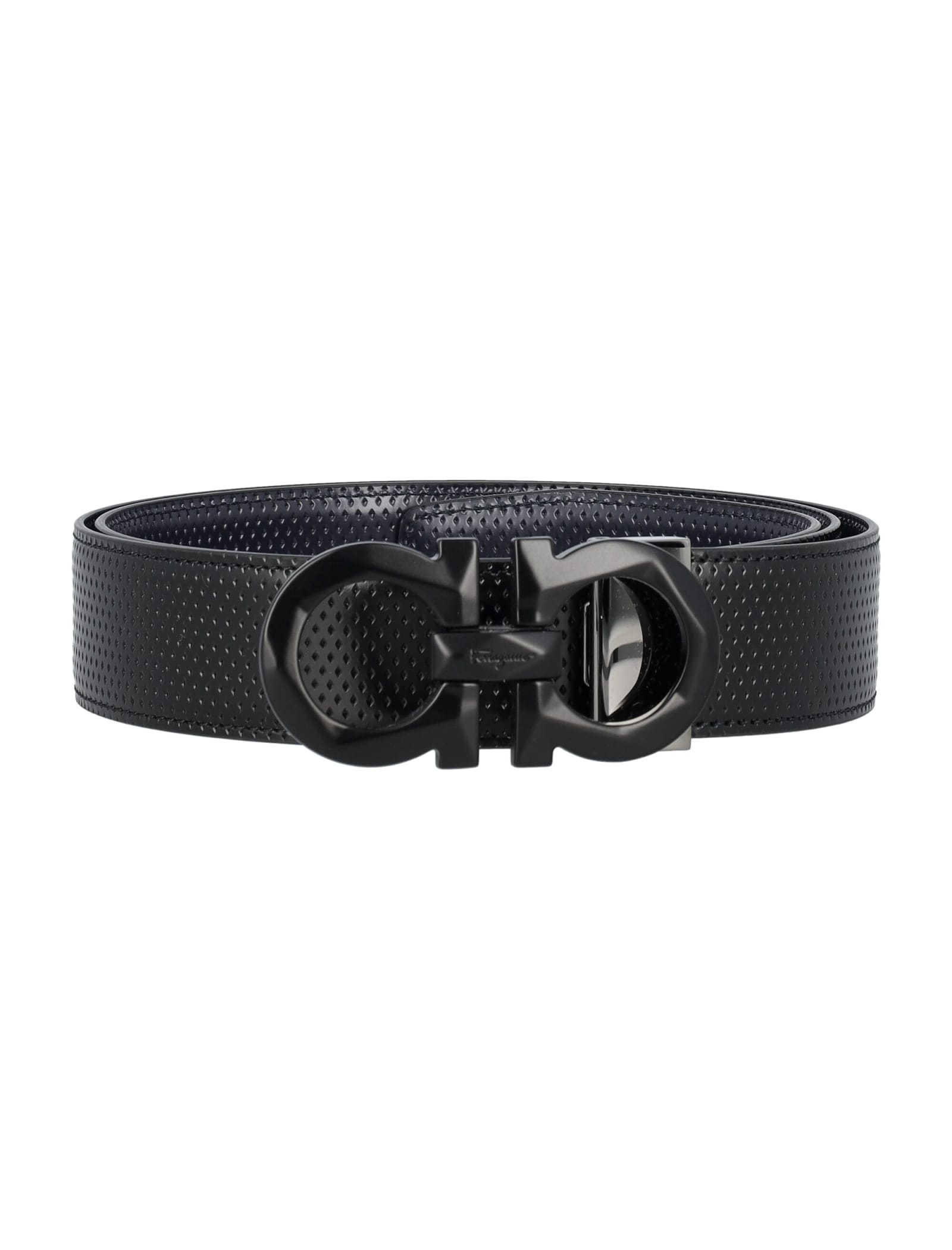 Shop Ferragamo Double Adjustable Belt In Nero + Bluemarine