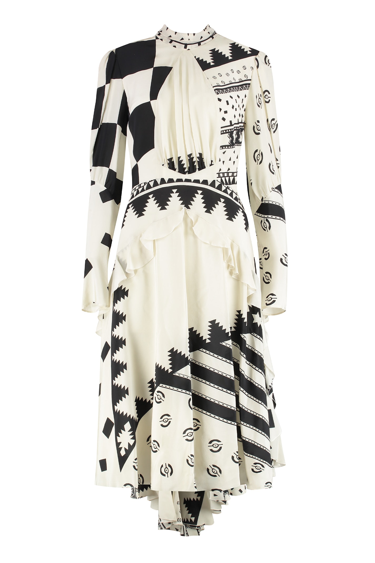 Etro Geometric-print Asymmetric Dress In White
