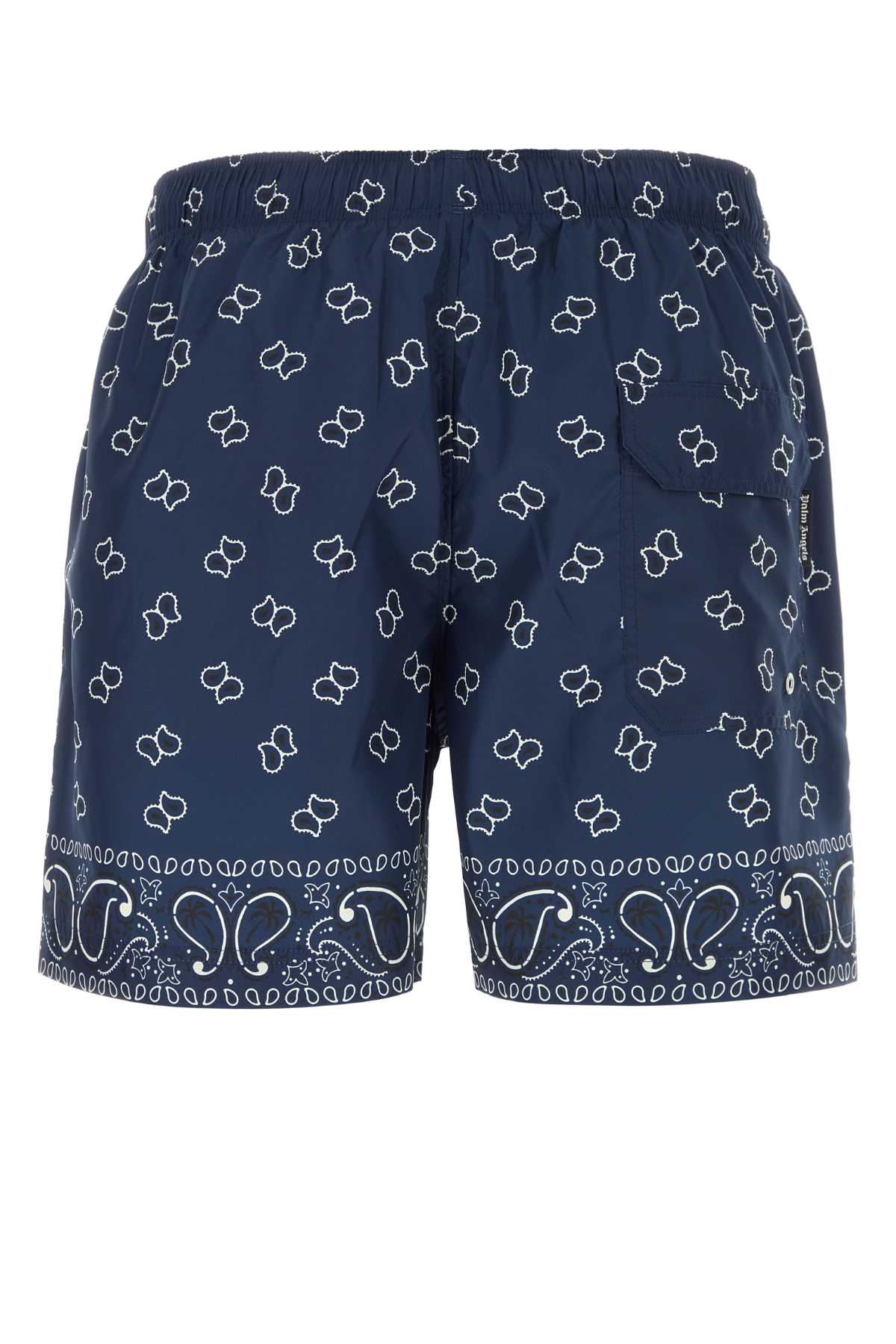 Shop Palm Angels Printed Polyester Swimming Shorts In Navyblue