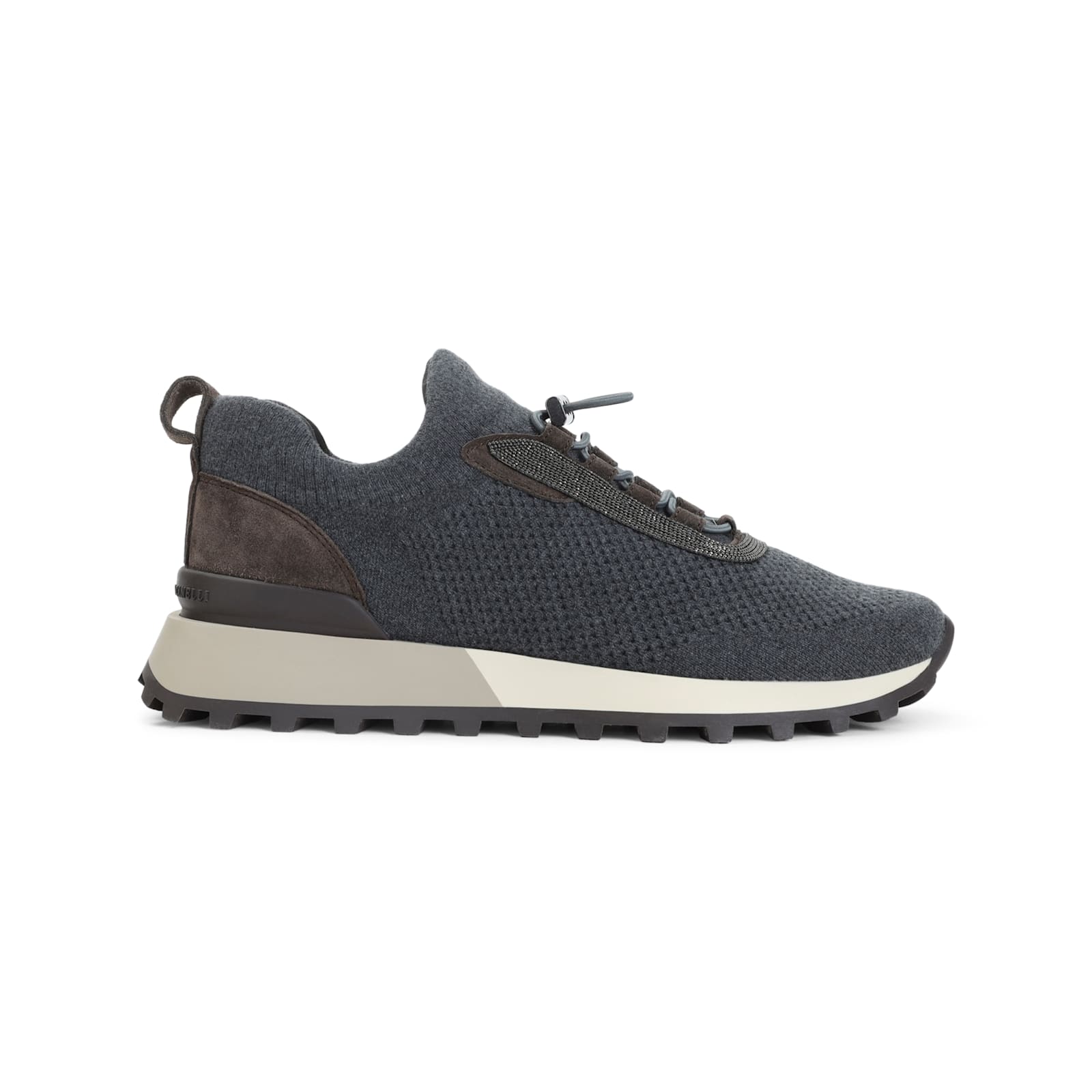 Brunello Cucinelli Performance Knit Sneakers Textured Sole In Black