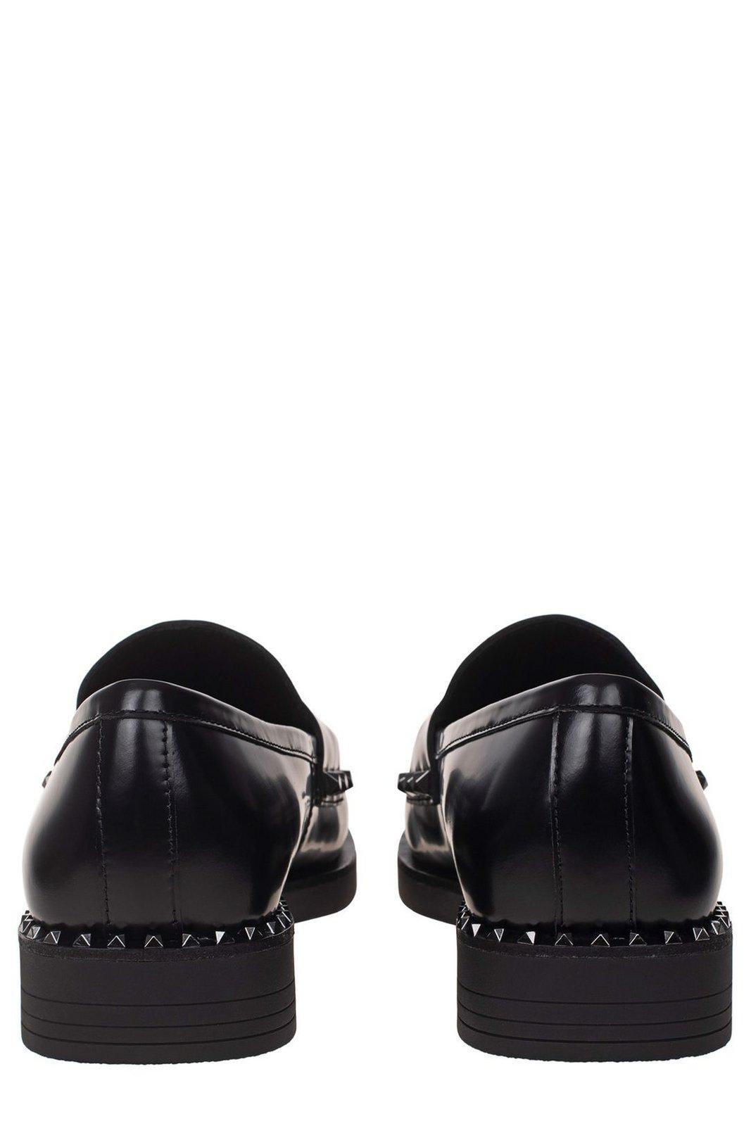 Ash Whisper Studded Round Toe Loafers In Nero
