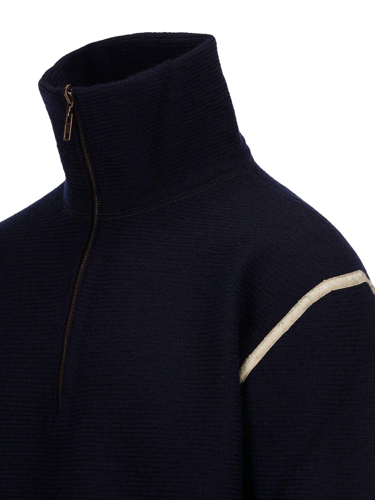 Shop Maison Margiela Turtleneck Elbow Patched Sweater In Navy