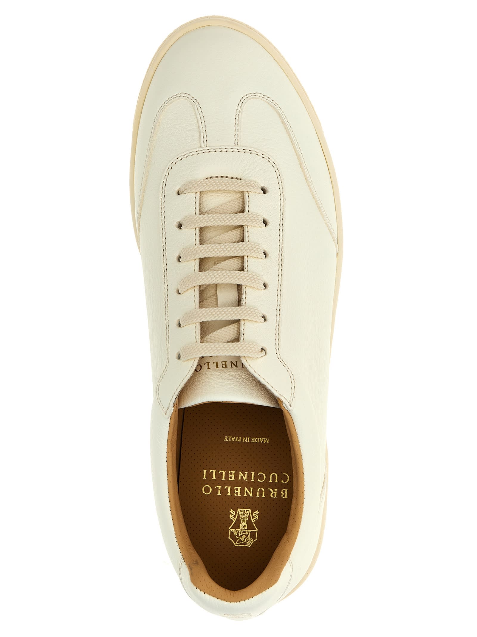 Shop Brunello Cucinelli Leather Sneakers In Multicolor