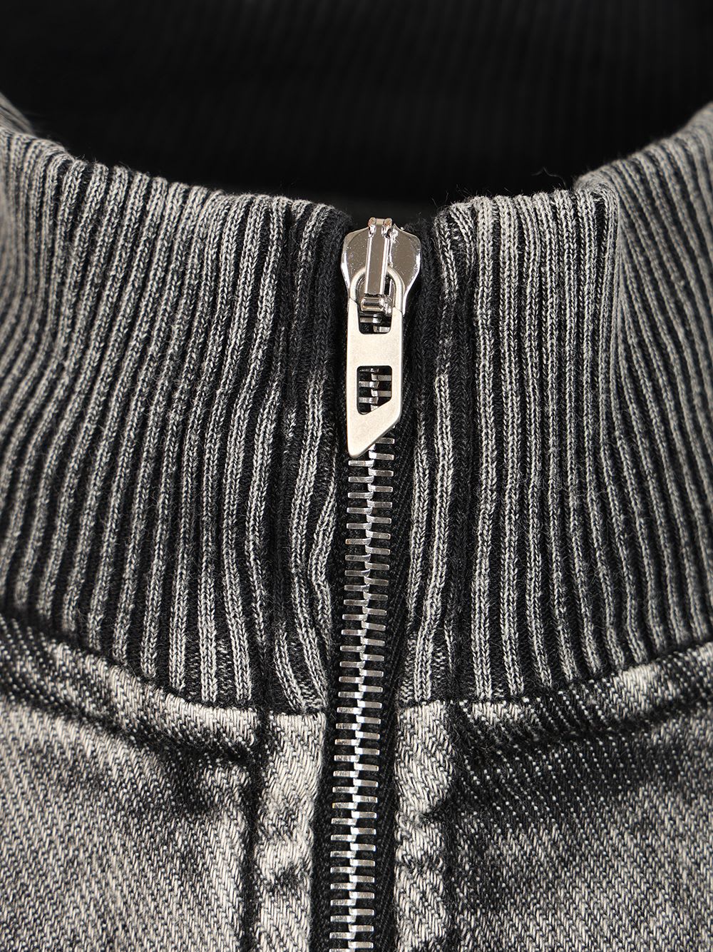 Diesel Track Denim Zip-up Sweater With Oval D