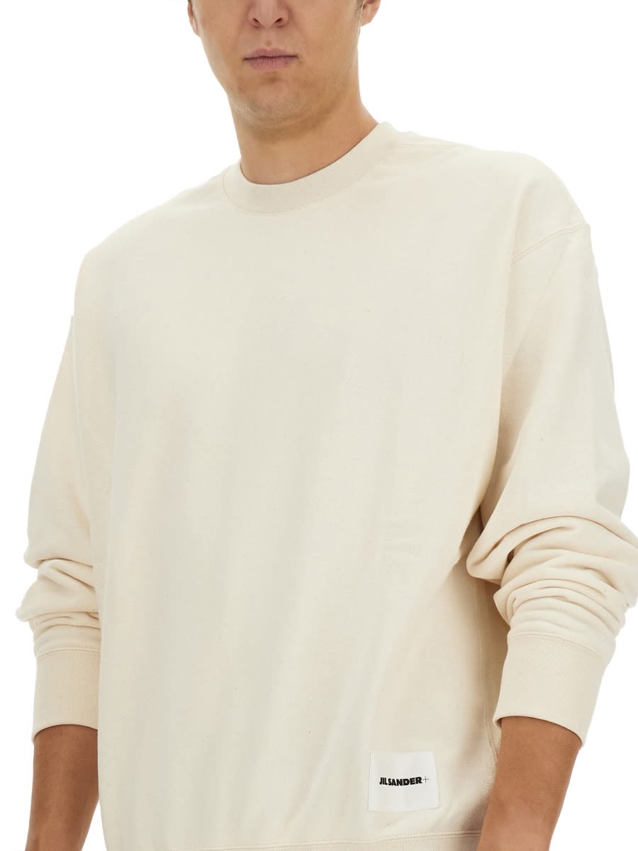 Shop Jil Sander Sweatshirt With Logo In Ivory