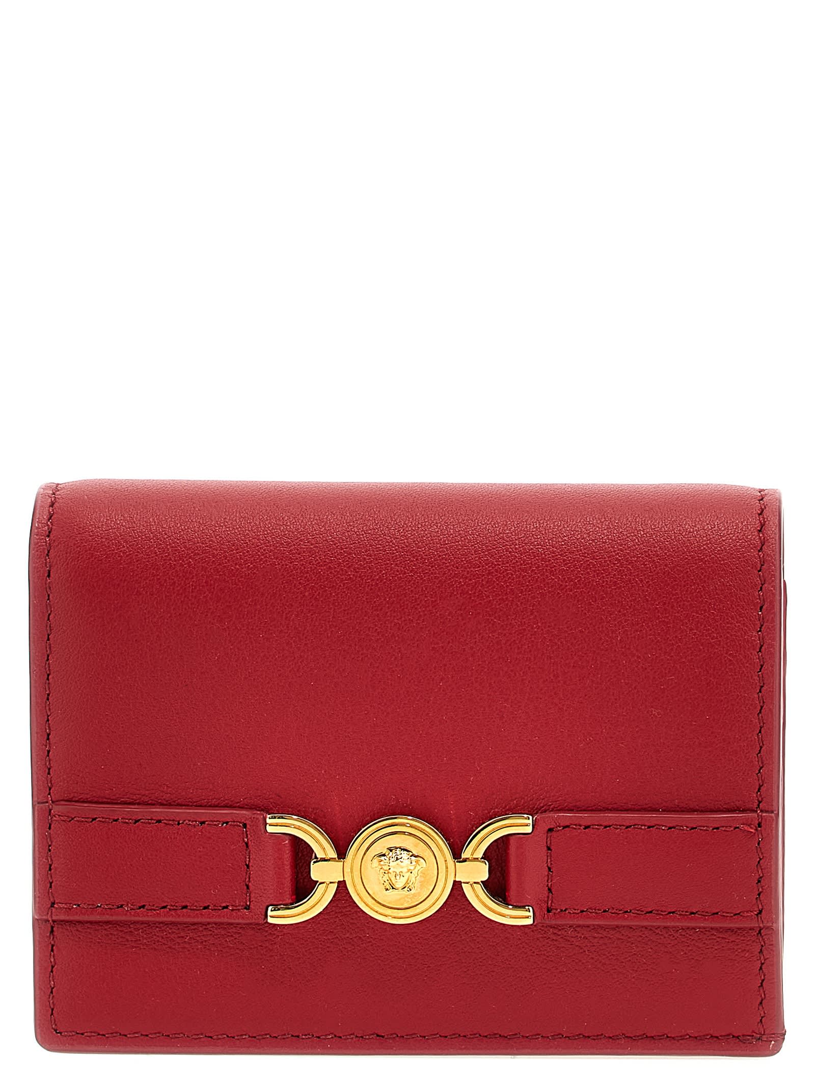 Shop Versace Medusa Wallet In Red