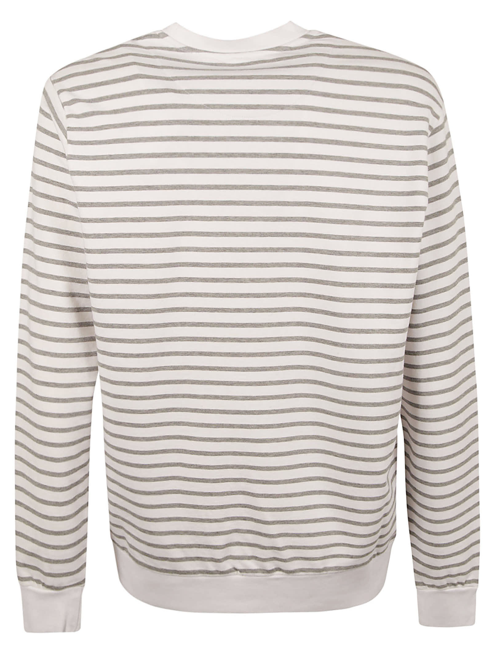Shop Vilebrequin Logo Detail Striped Sweatshirt In White/grey