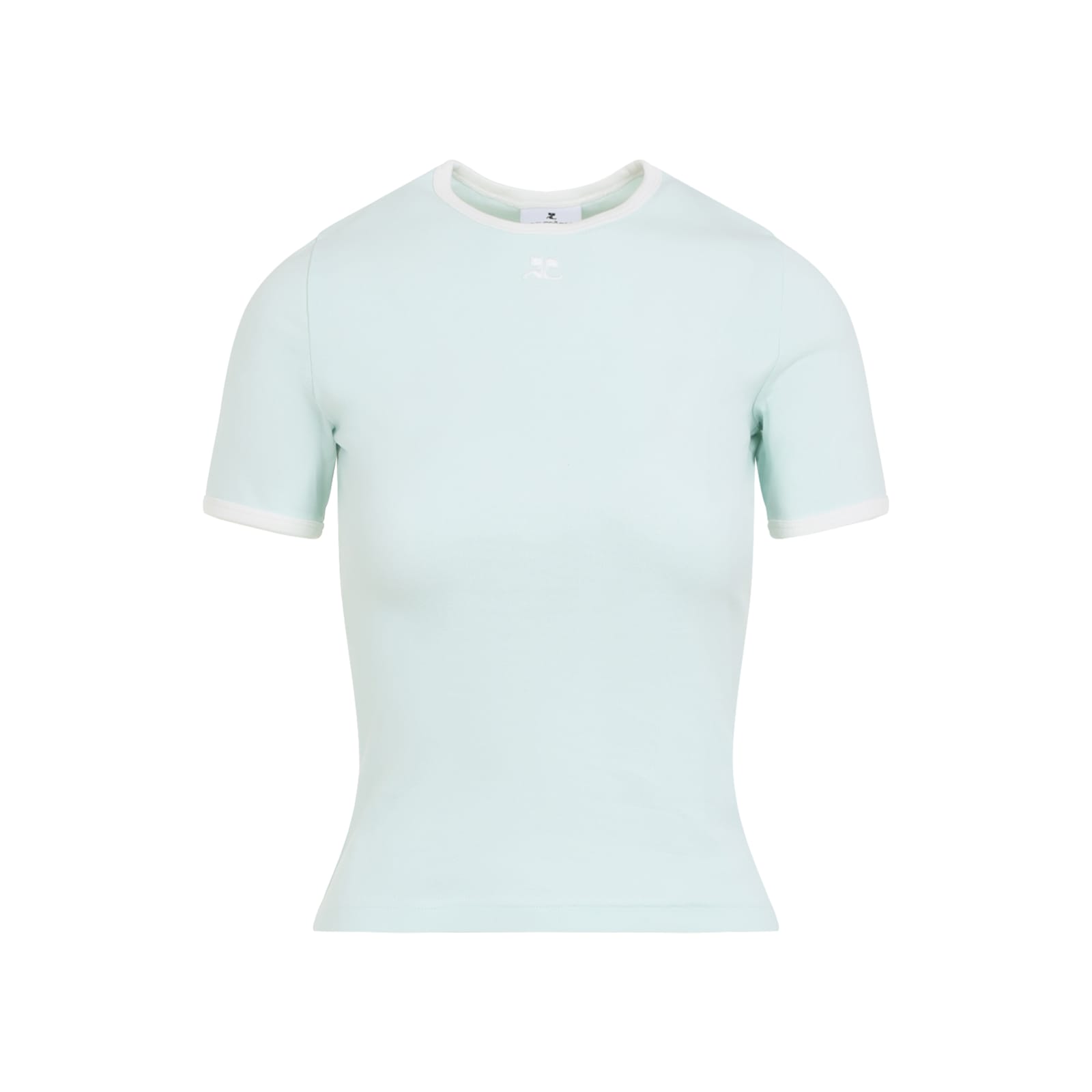 Courrèges Short Sleeve Crew Neck T-shirt Design In Green