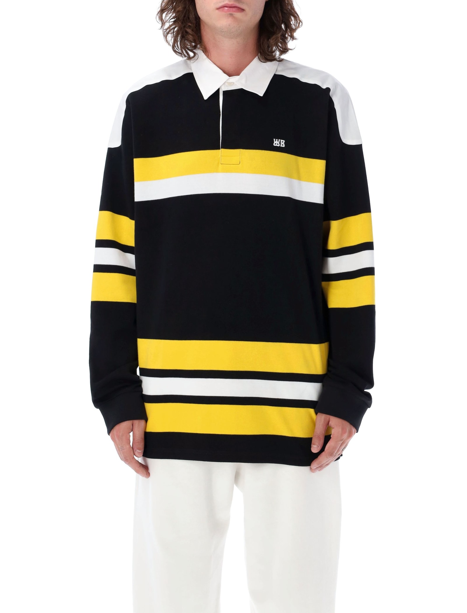 Wales Bonner Riff Organic Cotton Polo Shirt In Yellow/black