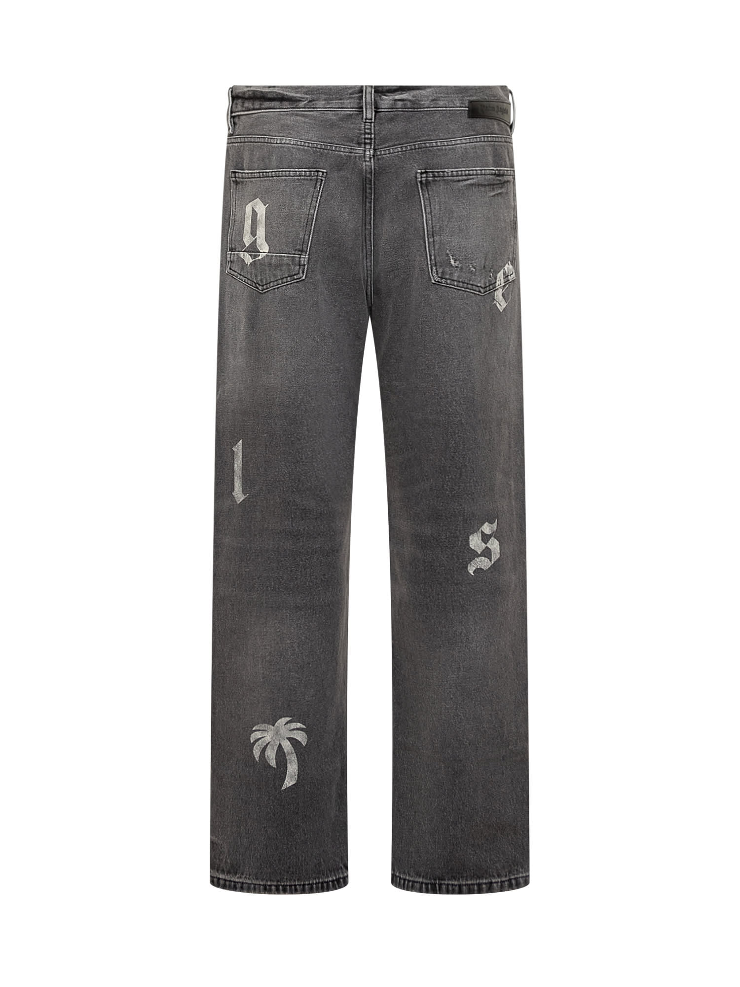 Shop Palm Angels Jeans With Logo In Denim