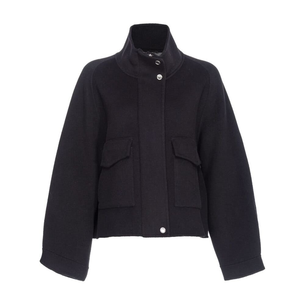 Shop Pinko High-neck Straight Hem Jacket In Black