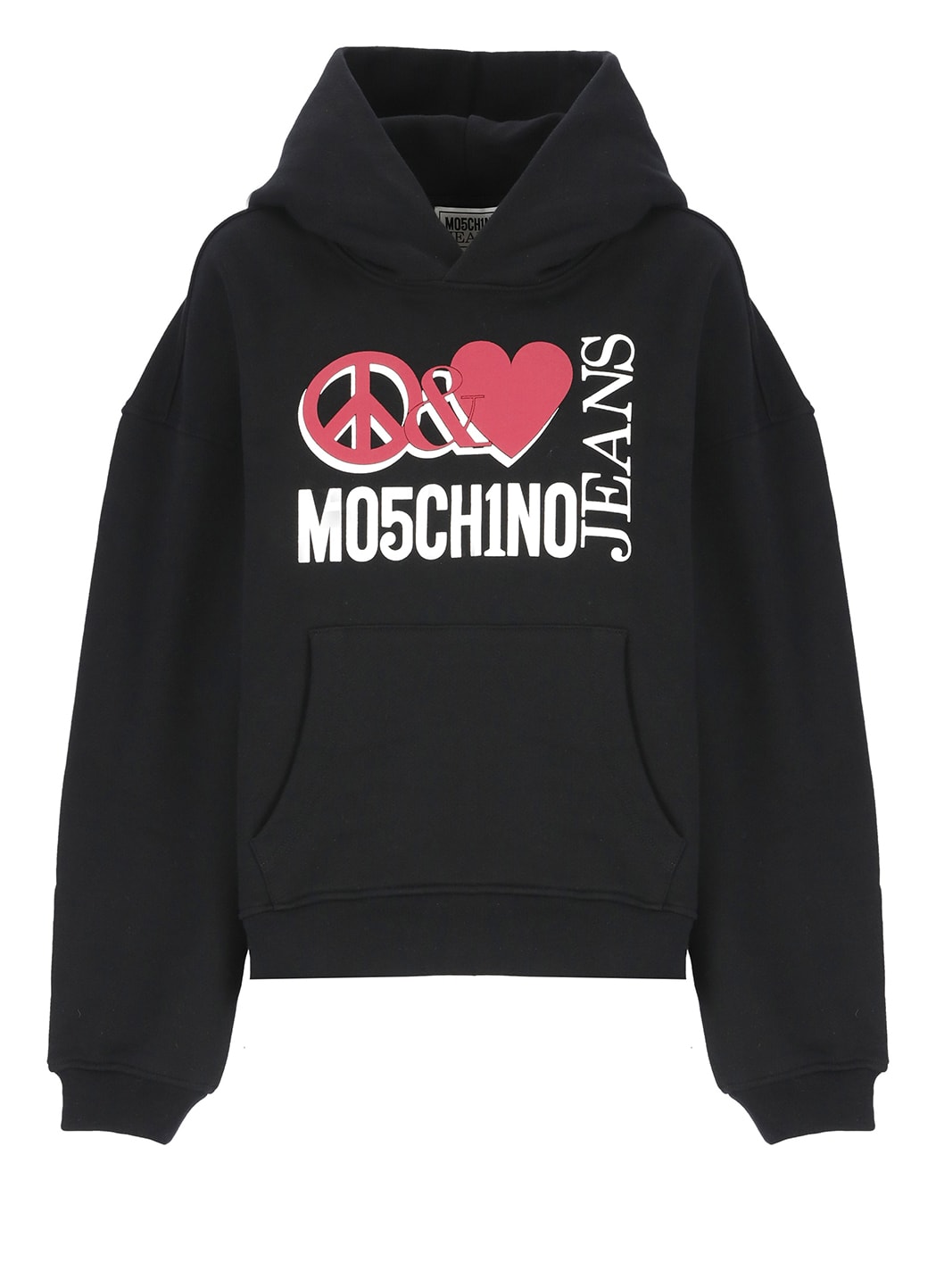 M05CH1N0 JEANS SWEATSHIRT WITH PEACE AND LOVE LOGO