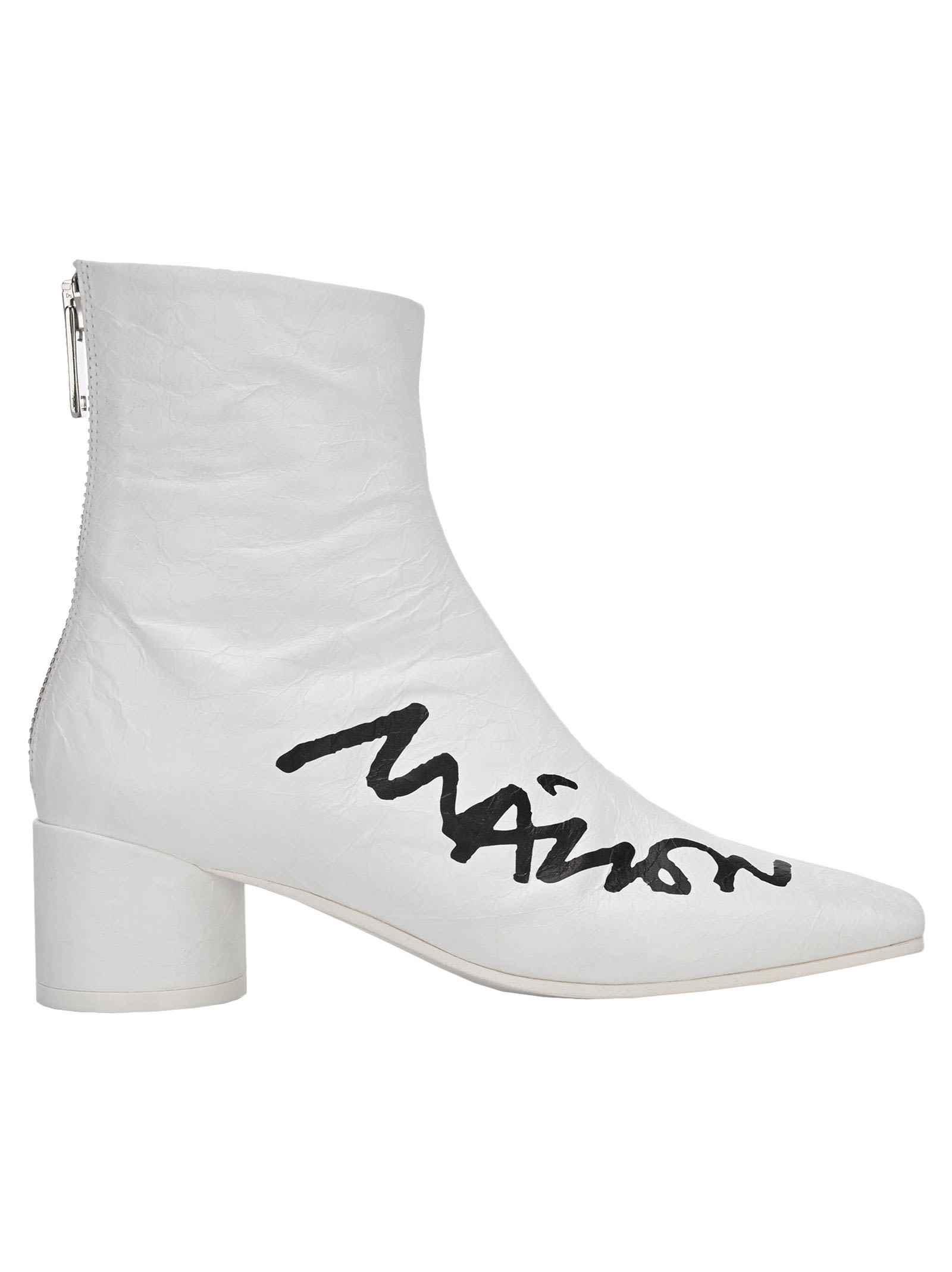 MM6 Maison Margiela Mm6 Logo Scrawl Print Ankle Boots