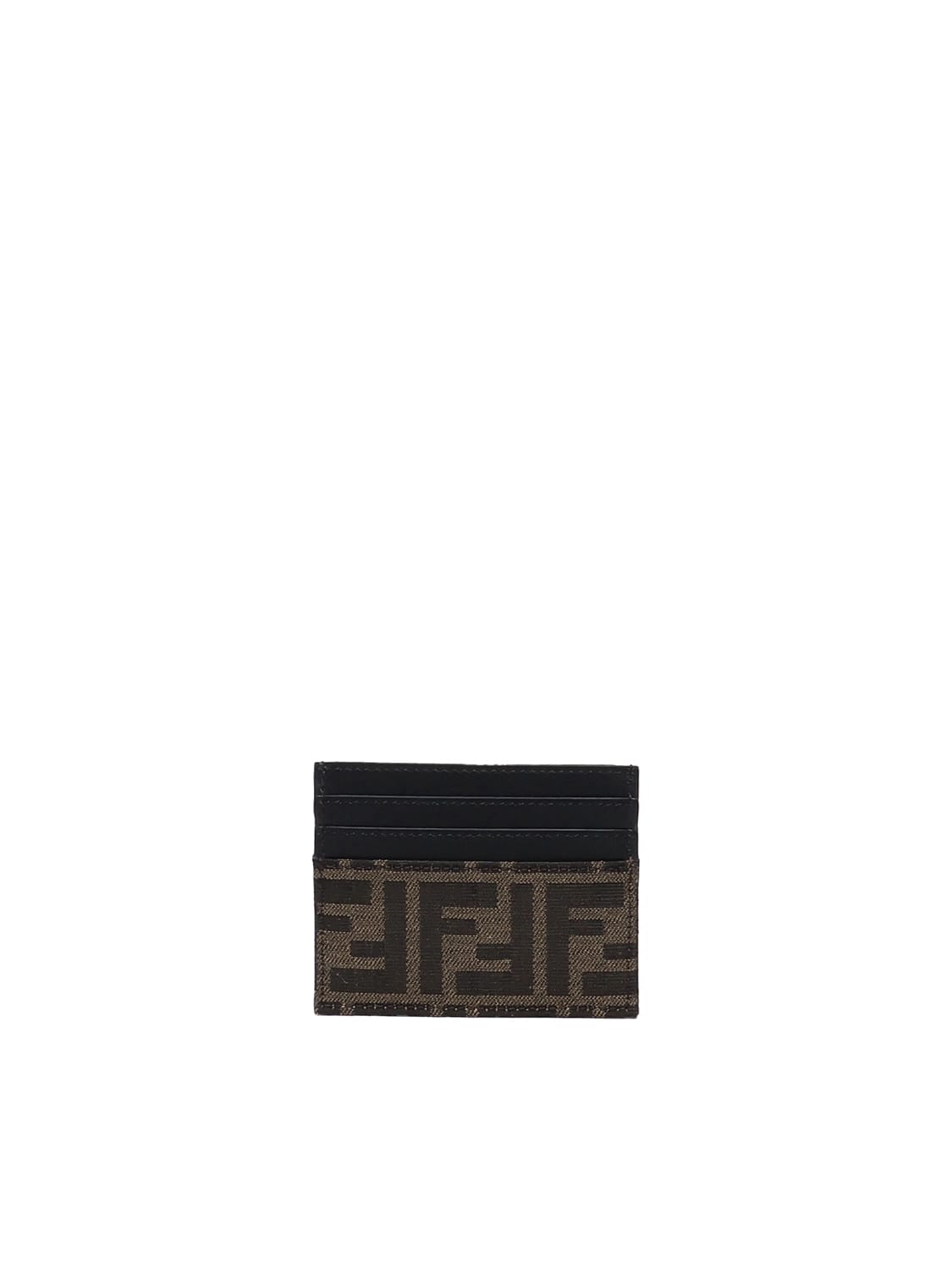 Shop Fendi Ff Card Holder In Brown