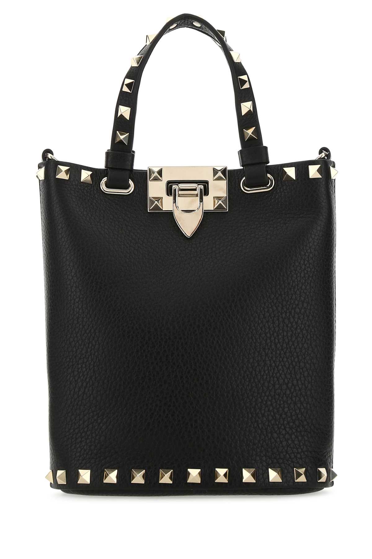 Black Leather Rockstud Handbag