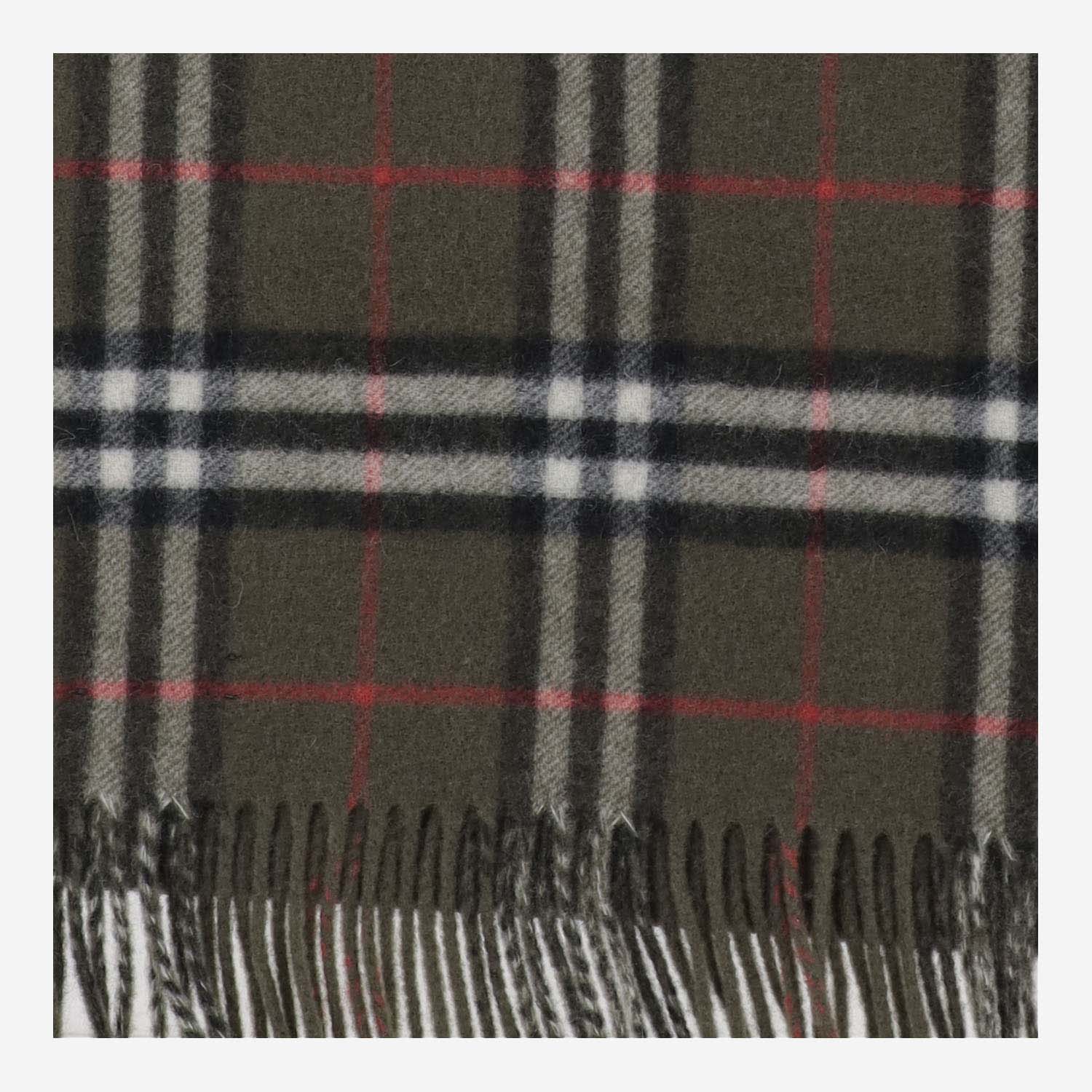 Shop Burberry Cashmere Scarf With Check Pattern In Red