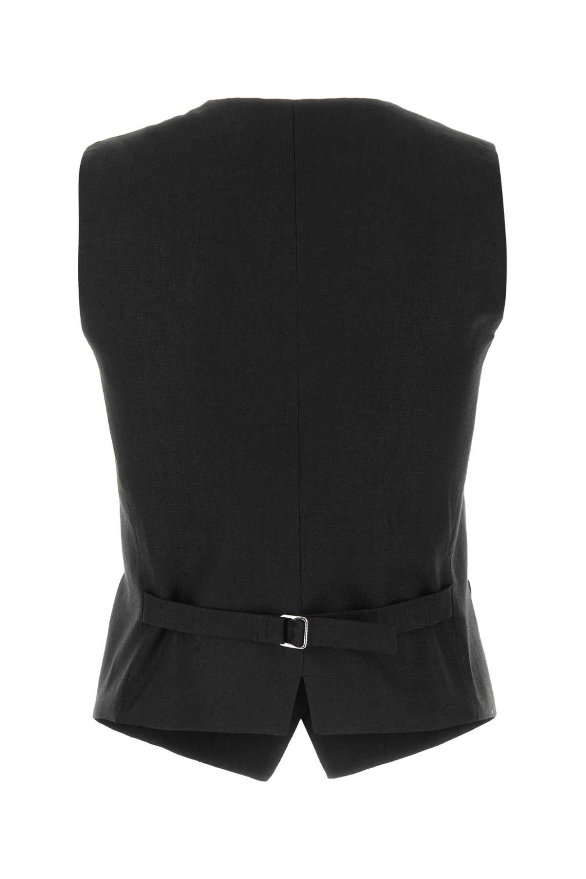 Shop Weekend Max Mara Black Linen Pacche Vest In Nero