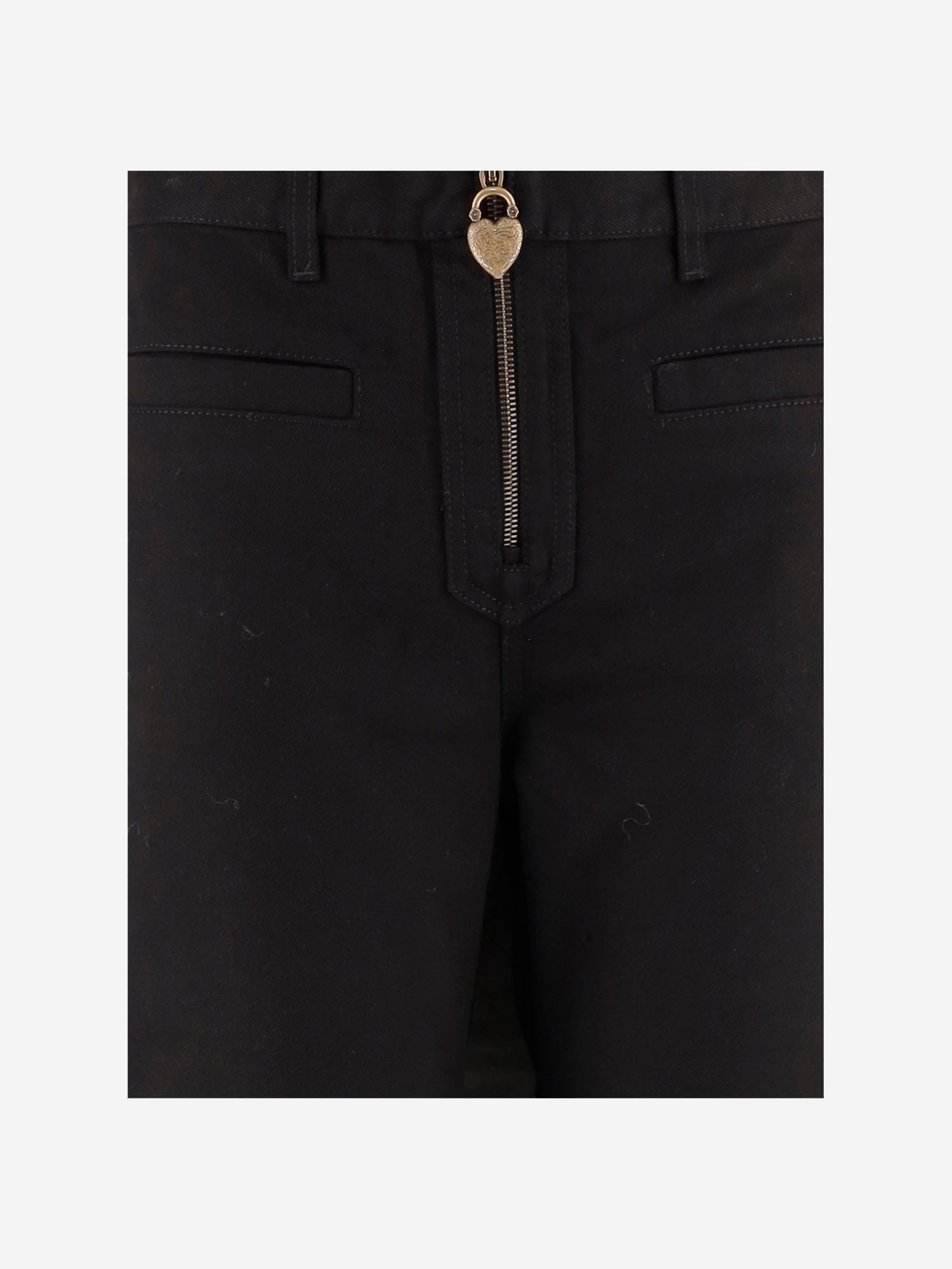 Chloé Cotton Trousers With Front Zip In Black