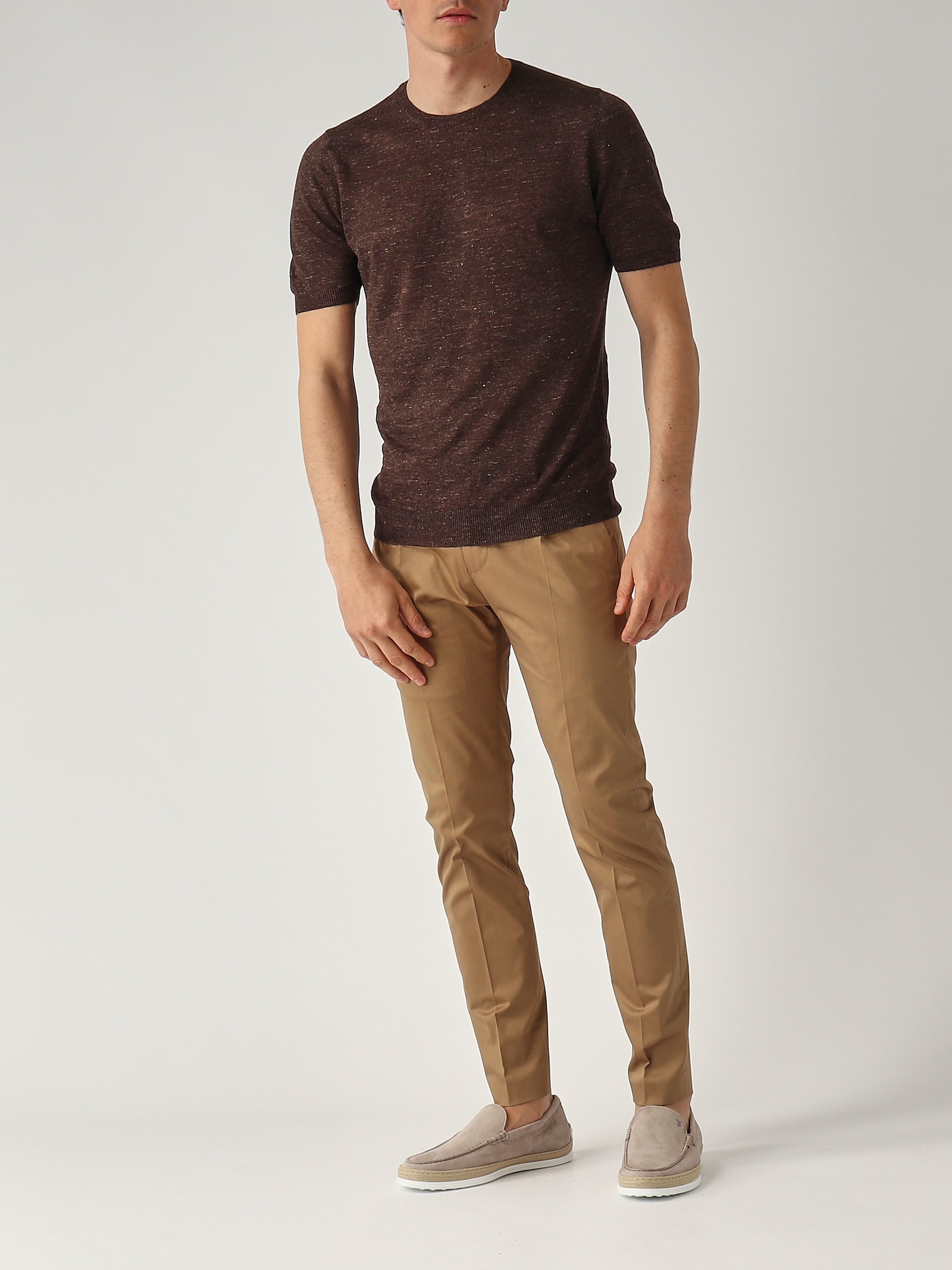 Gran Sasso Girocollo M/c Malfile Con Balza T-shirt In Burgundy