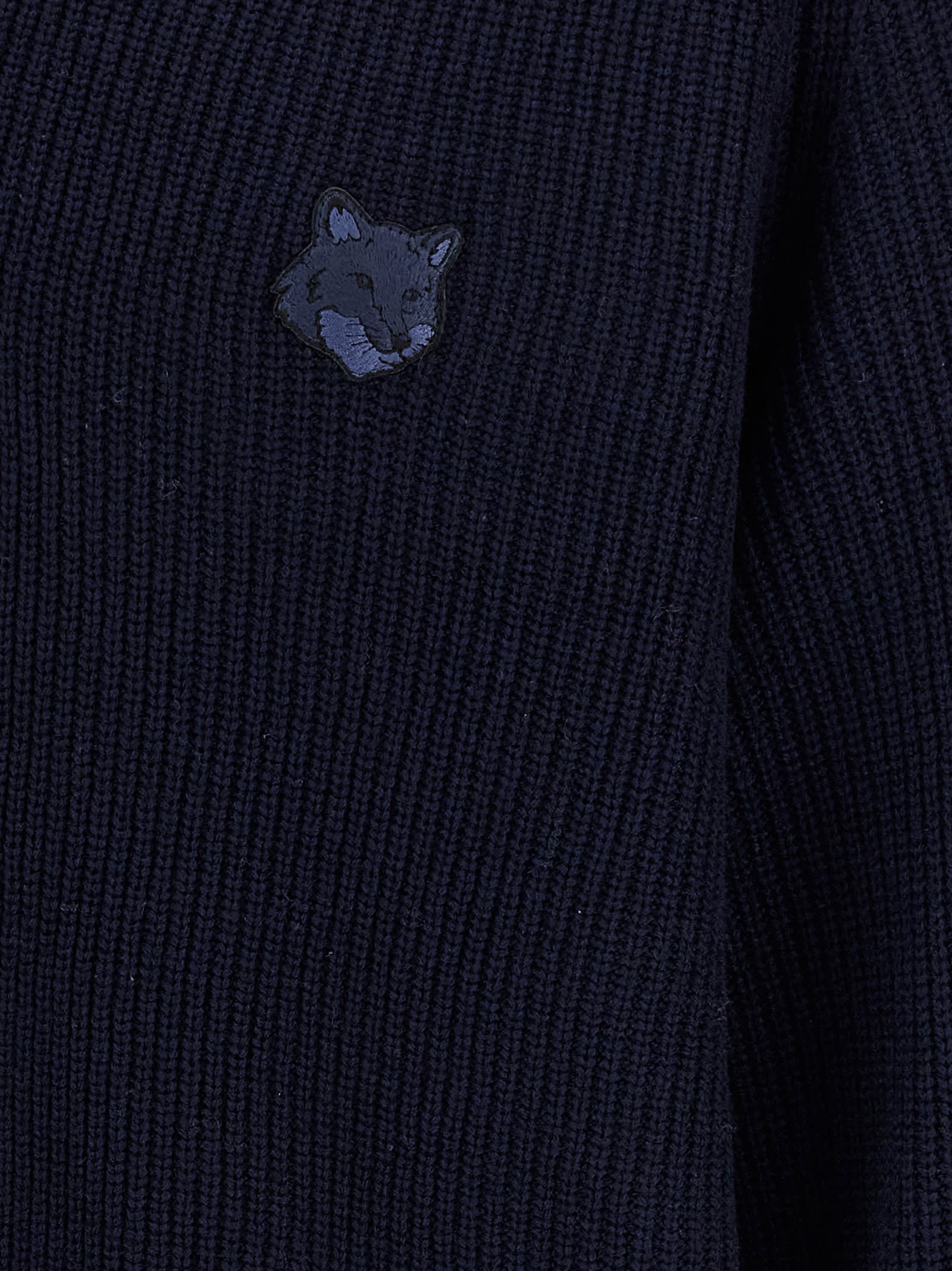 Shop Maison Kitsuné Bold Fox Head Sweater In Blue