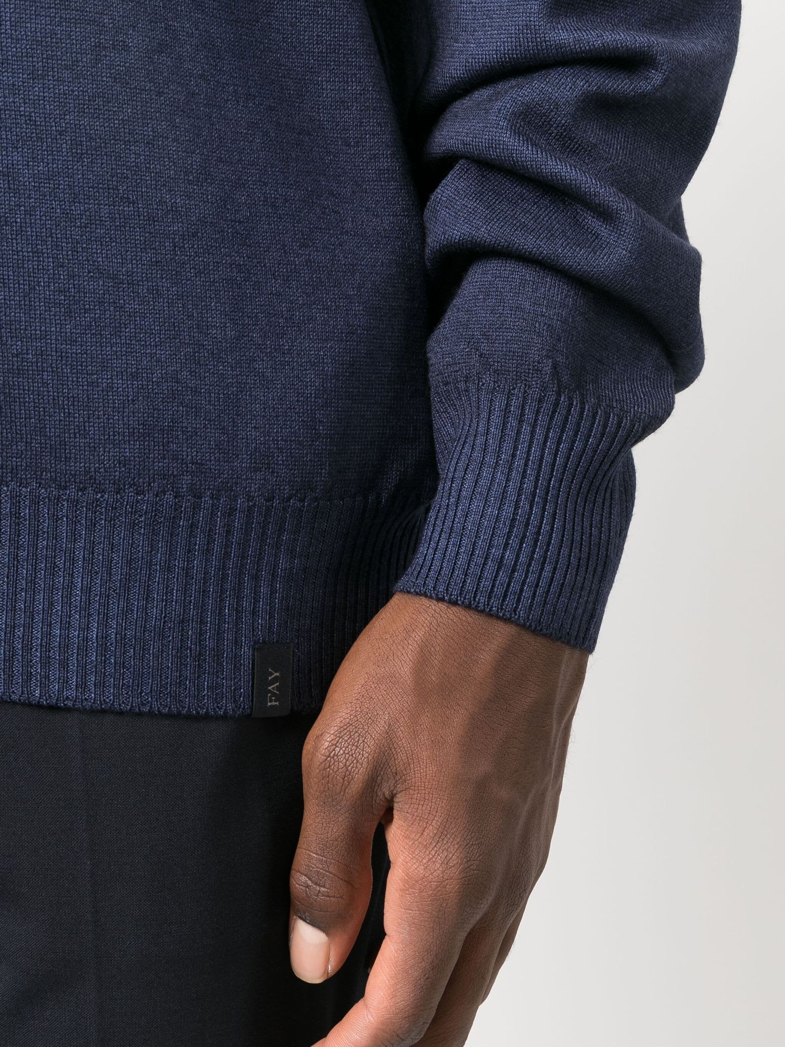 Shop Fay Navy Blue Virgin Wool Jumper