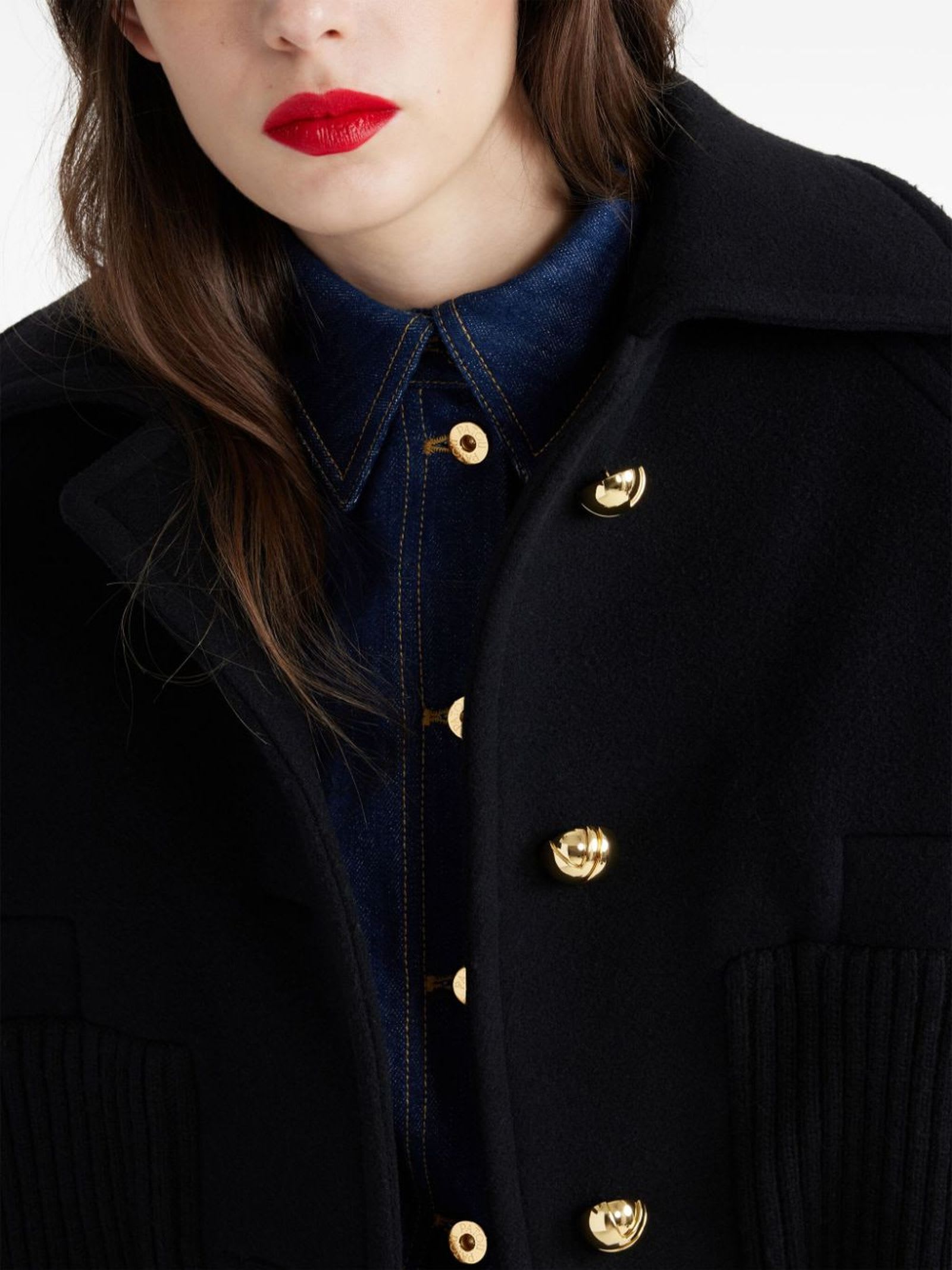 Shop Patou Black Wool And Cashmere Blend Coat