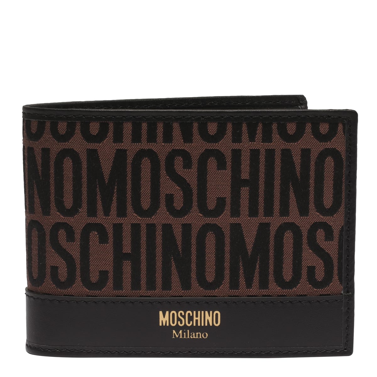 Shop Moschino Allover Logo Wallet In Brown