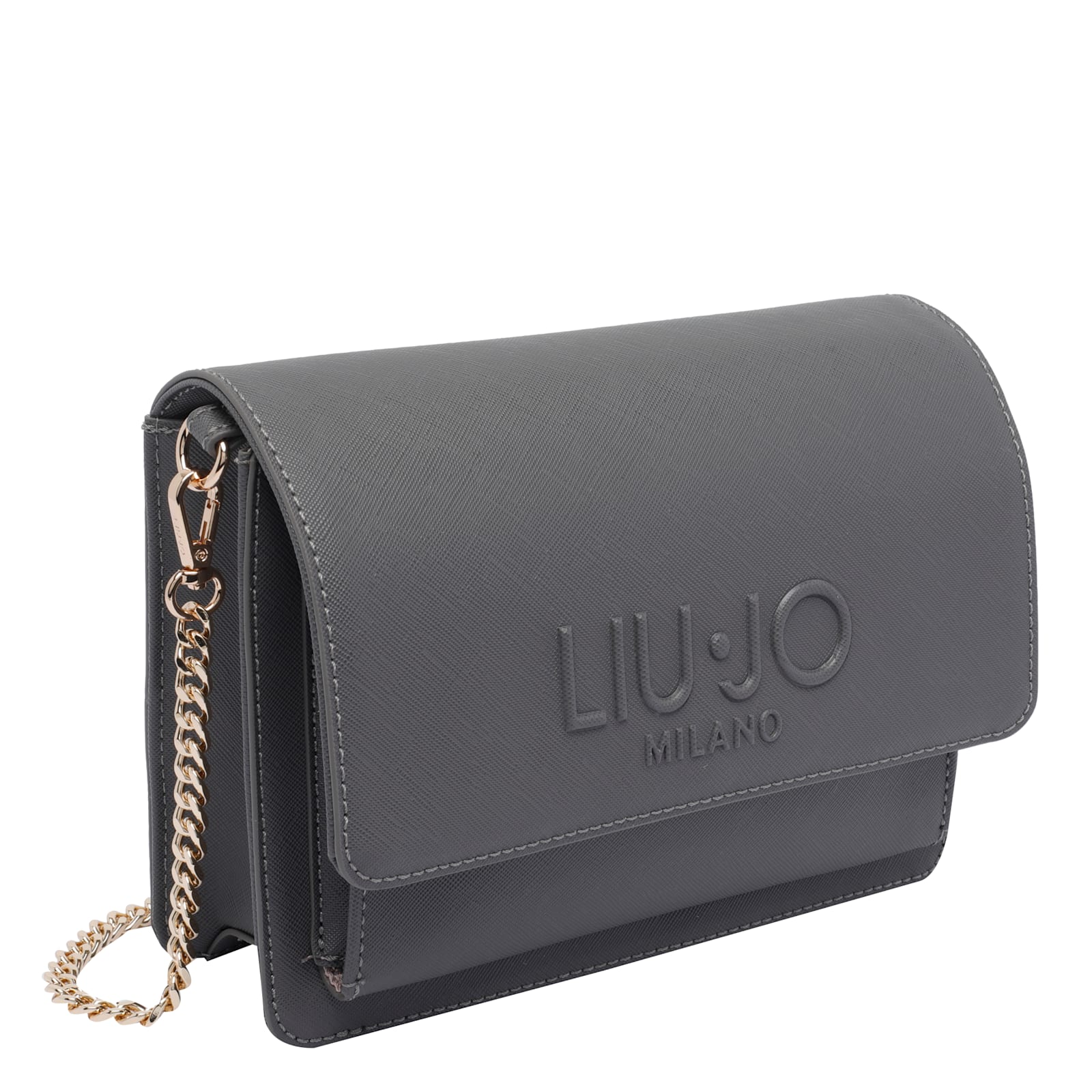 Liu •jo Logo Chain Shoulder Bag In Black