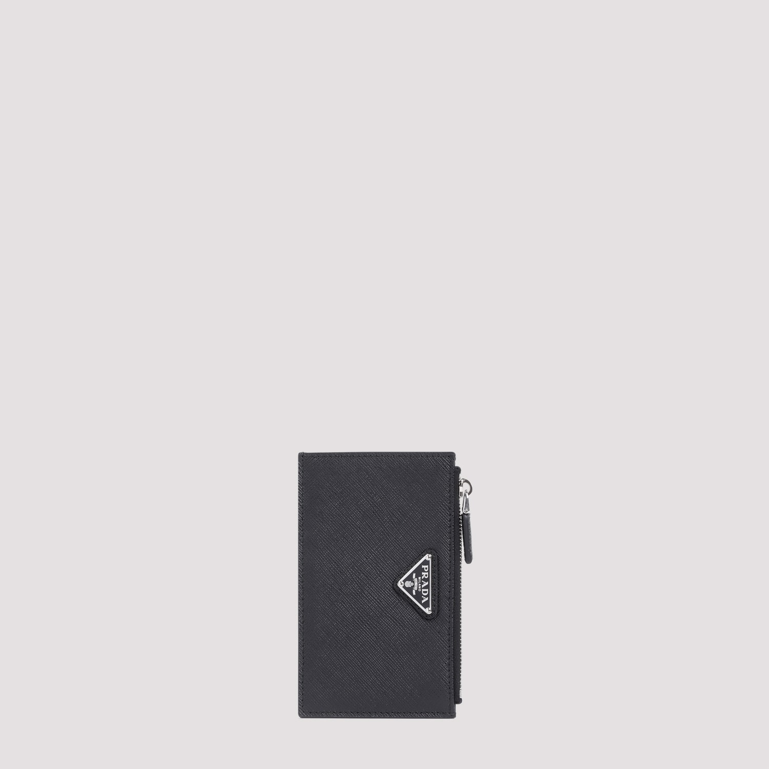 Prada Calf Leather Credit Card Case In Black