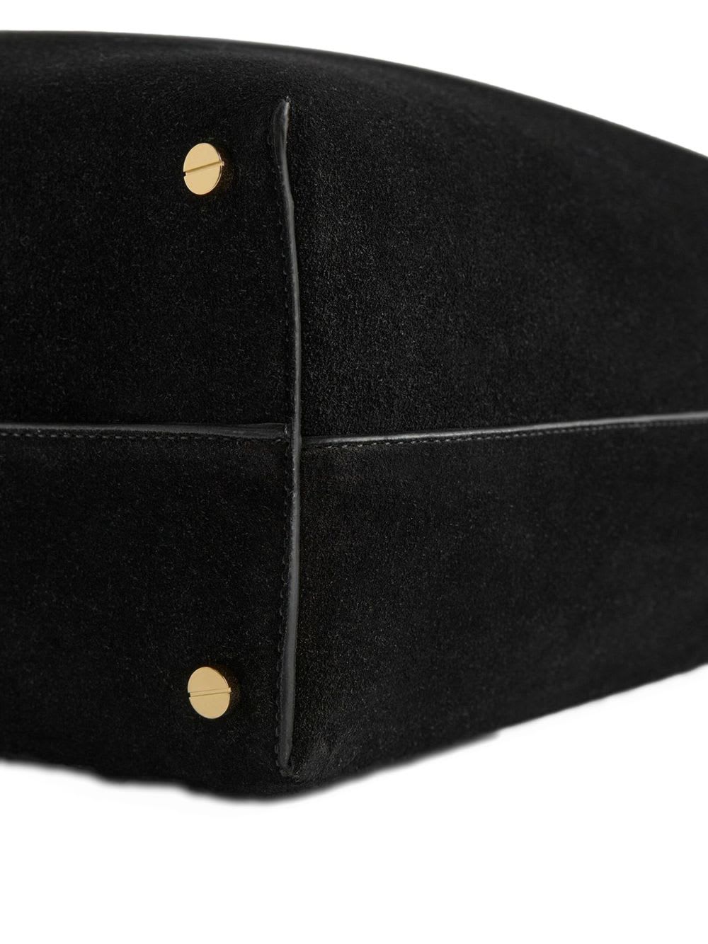 Totême Suede Leather Tote Bag In Black